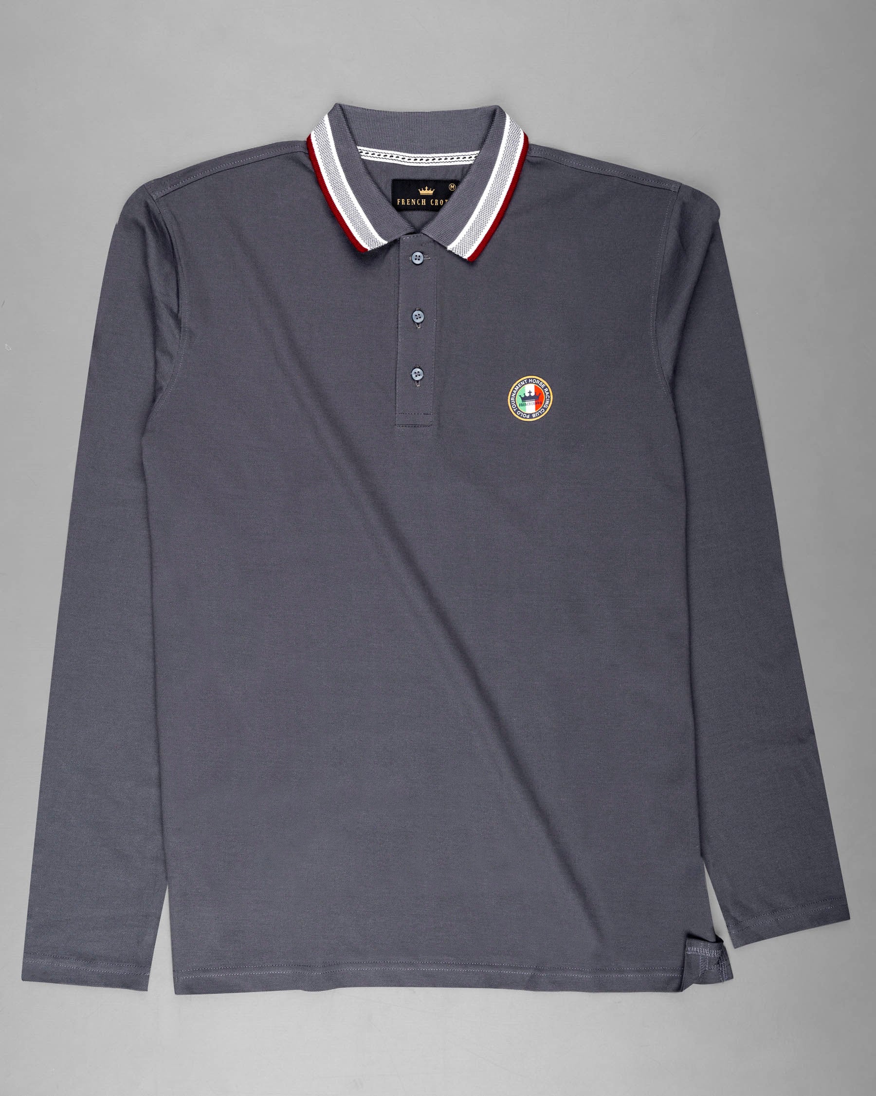 Storm Dust Gray Full Sleeves Premium Cotton Mercerised Pique Polo