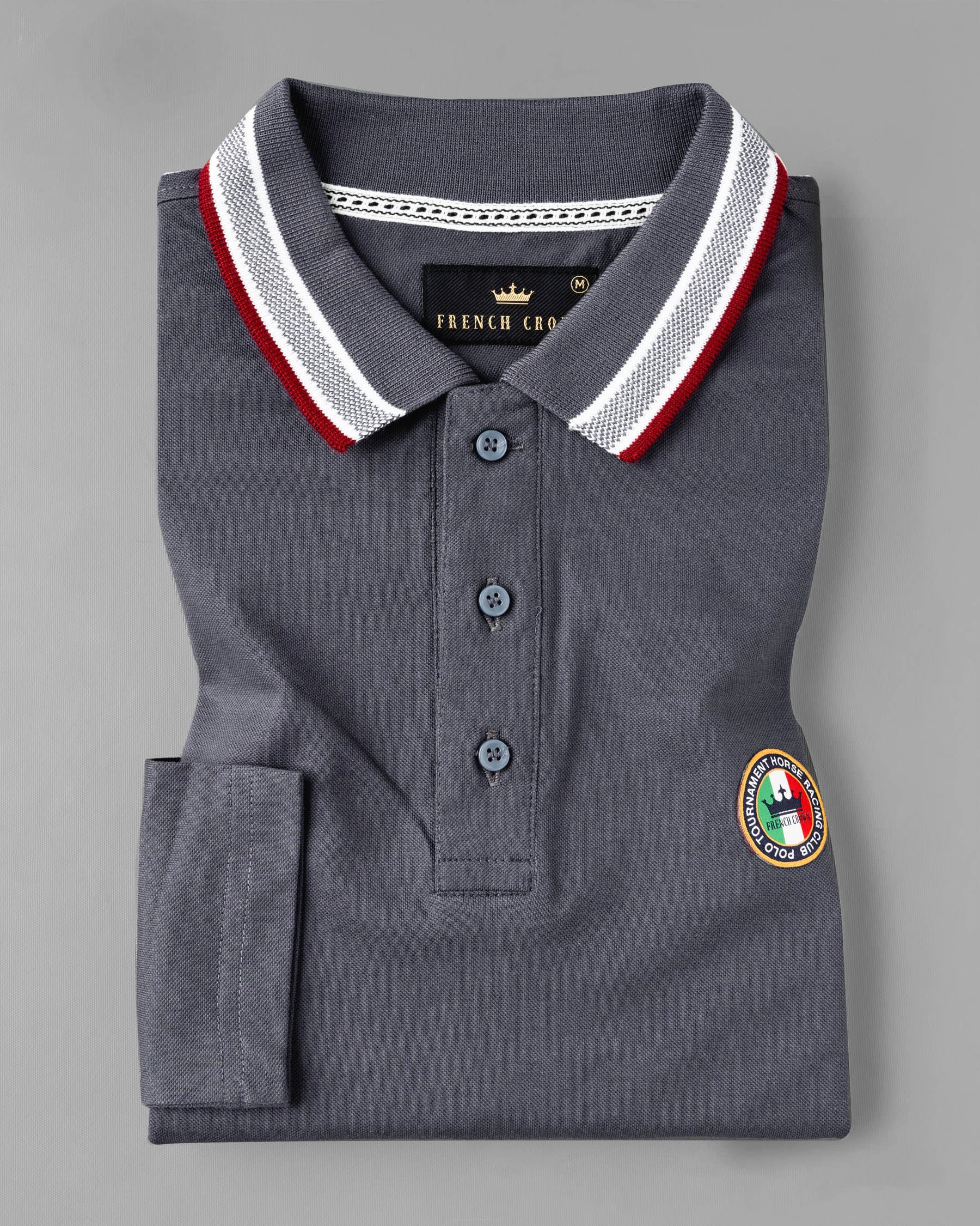 Storm Dust Gray Full Sleeves Premium Cotton Mercerised Pique Polo