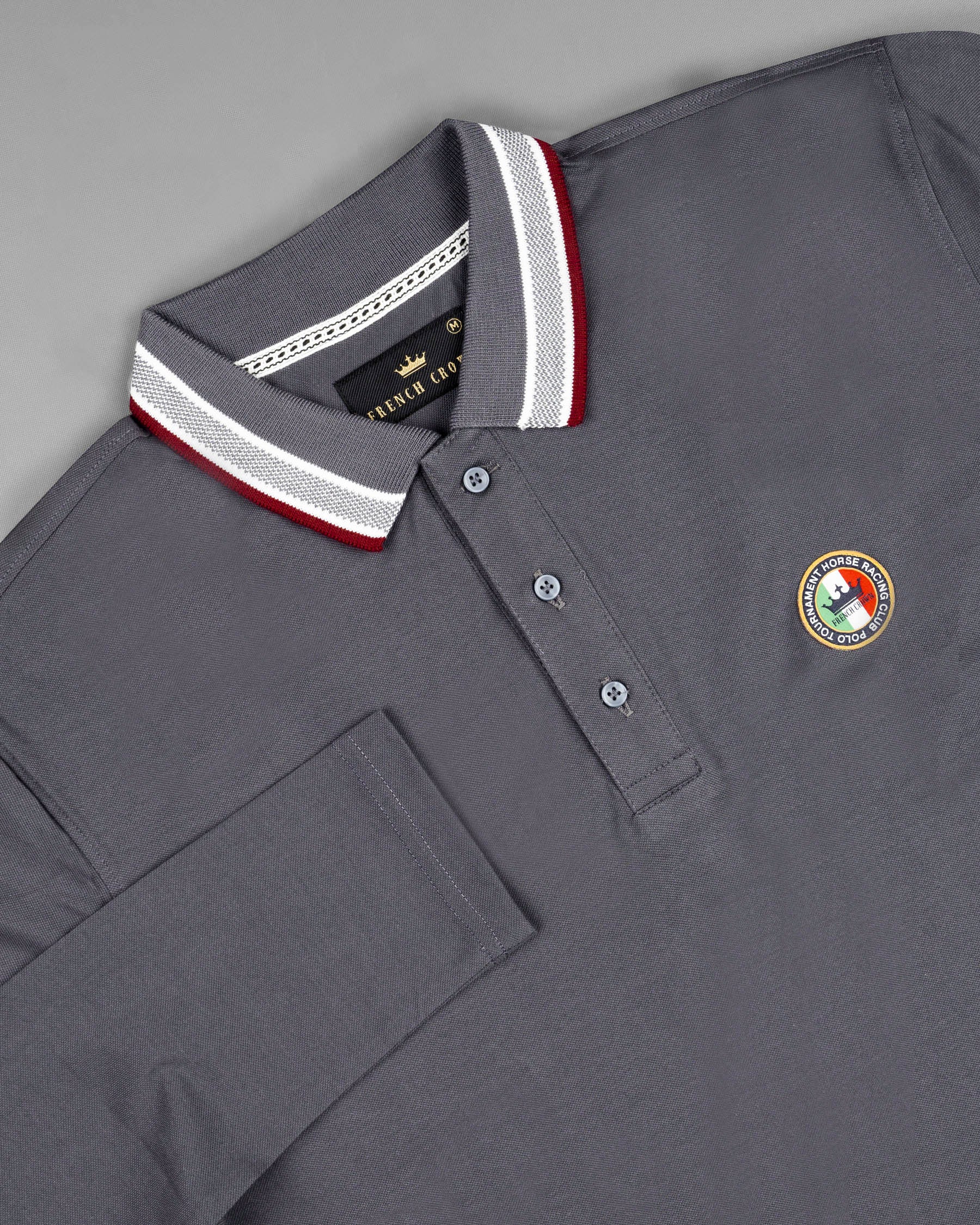 Storm Dust Gray Full Sleeves Premium Cotton Mercerised Pique Polo