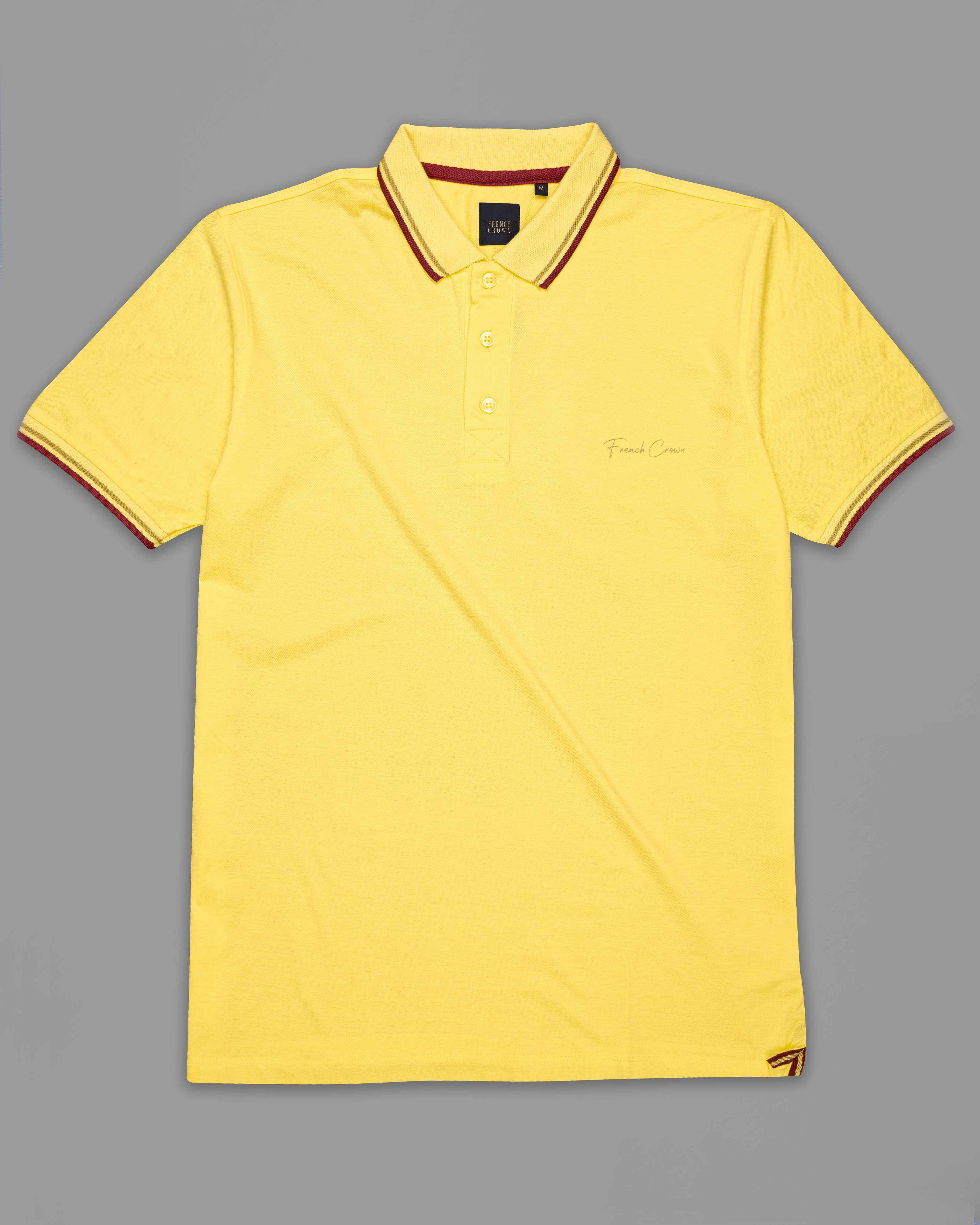 Kournikova Yellow Organic Cotton Mercerised Pique Polo TS824-S, TS824-M, TS824-L, TS824-XL, TS824-XXL