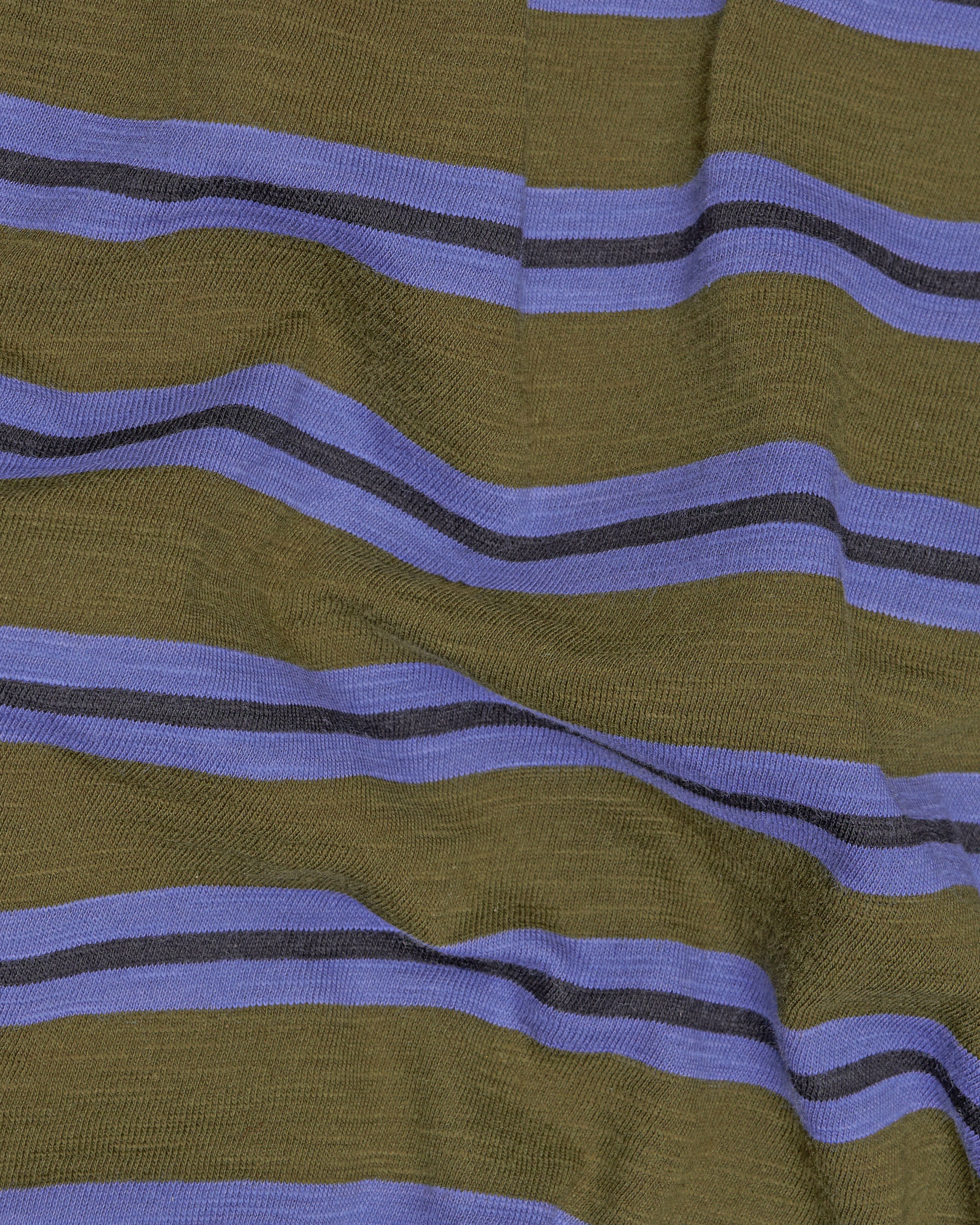 Woodland Green with Blue and Gray Color Striped Supima Organic Cotton Polo TS833-S, TS833-M, TS833-L, TS833-XL, TS833-XXL