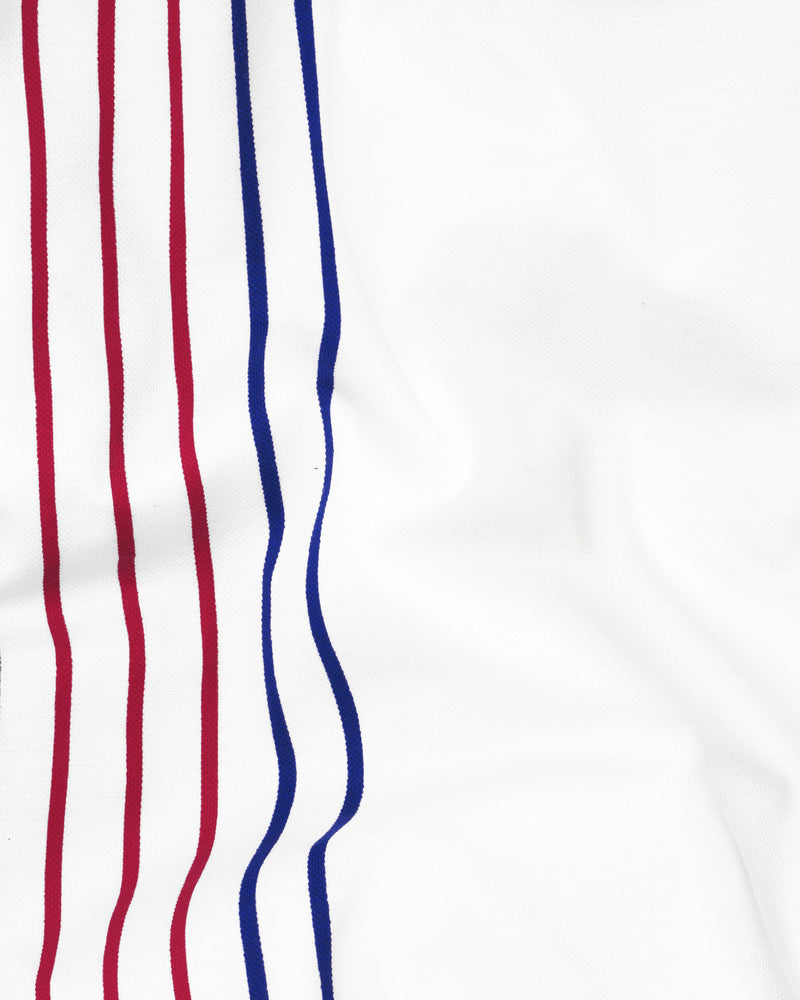 Bright White with Colored Strips Organic Cotton Pique Polo TS839-S, TS839-M, TS839-L, TS839-XL, TS839-XXL