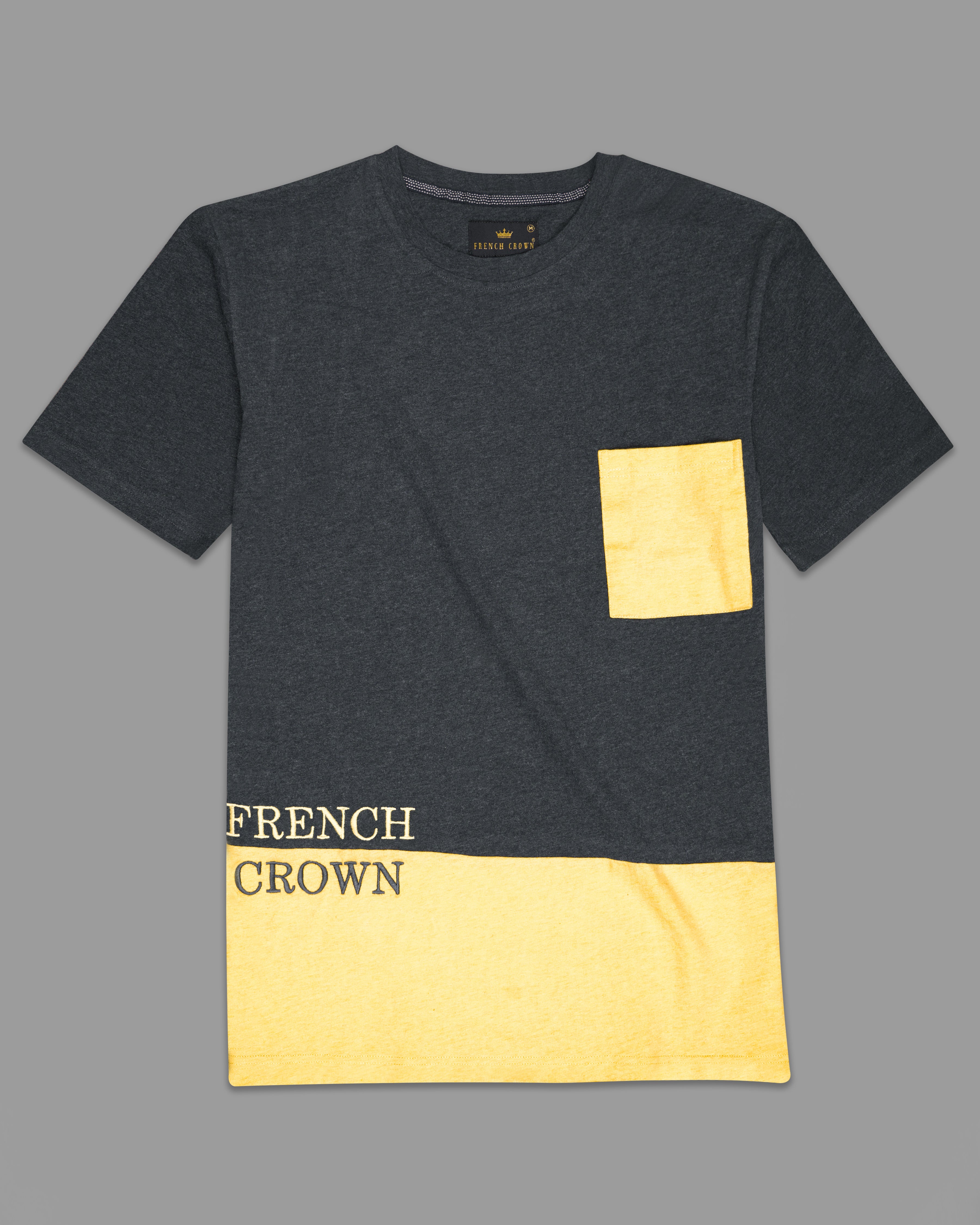 Gunmetal Gray and Marzipan Yellow Premium Cotton T-Shirt TS848-S, TS848-M, TS848-L, TS848-XL, TS848-XXL