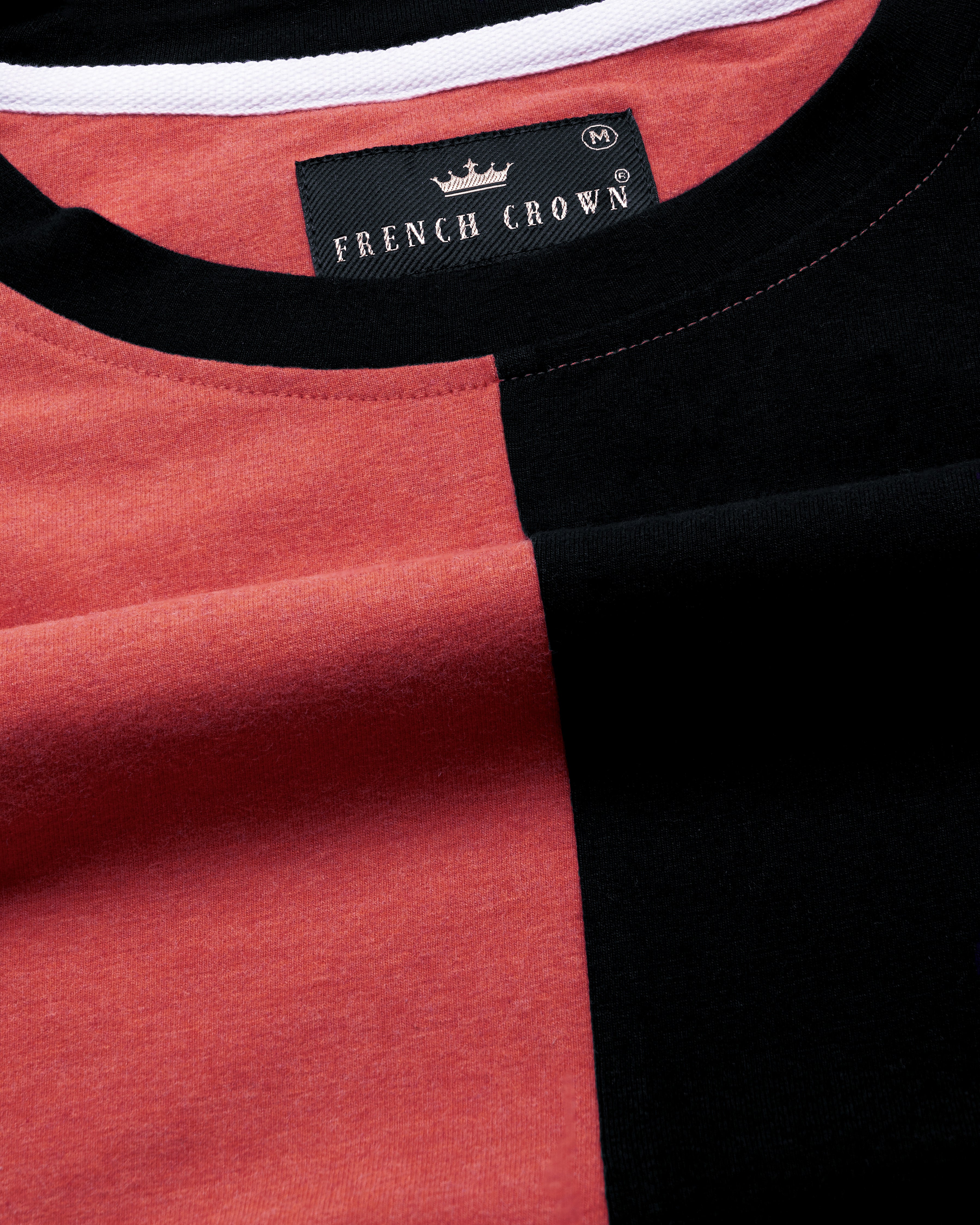 Jade Black and Chestnut Red Premium Cotton T-Shirt TS849-S, TS849-M, TS849-L, TS849-XL, TS849-XXL