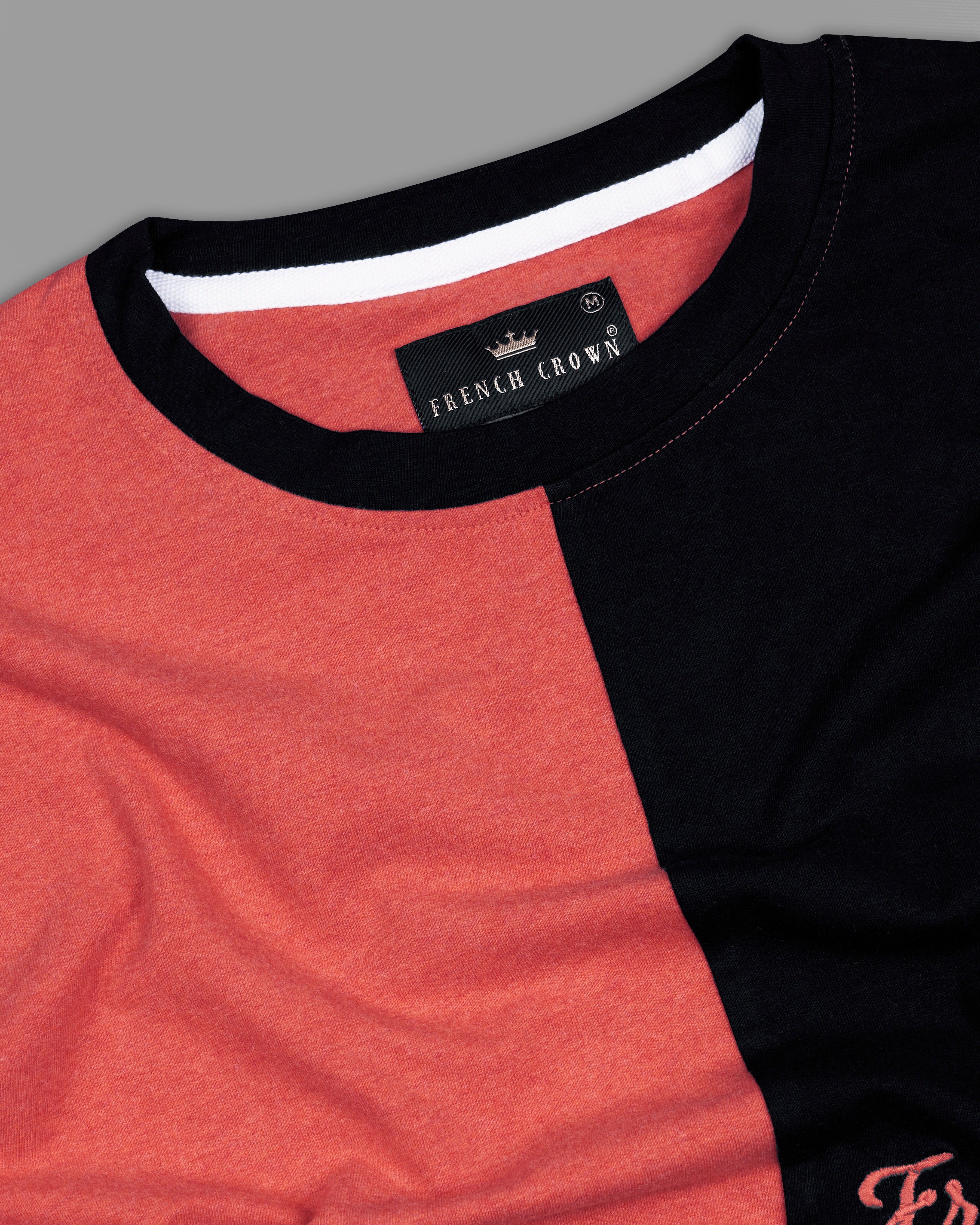 Jade Black and Chestnut Red Premium Cotton T-Shirt TS849-S, TS849-M, TS849-L, TS849-XL, TS849-XXL