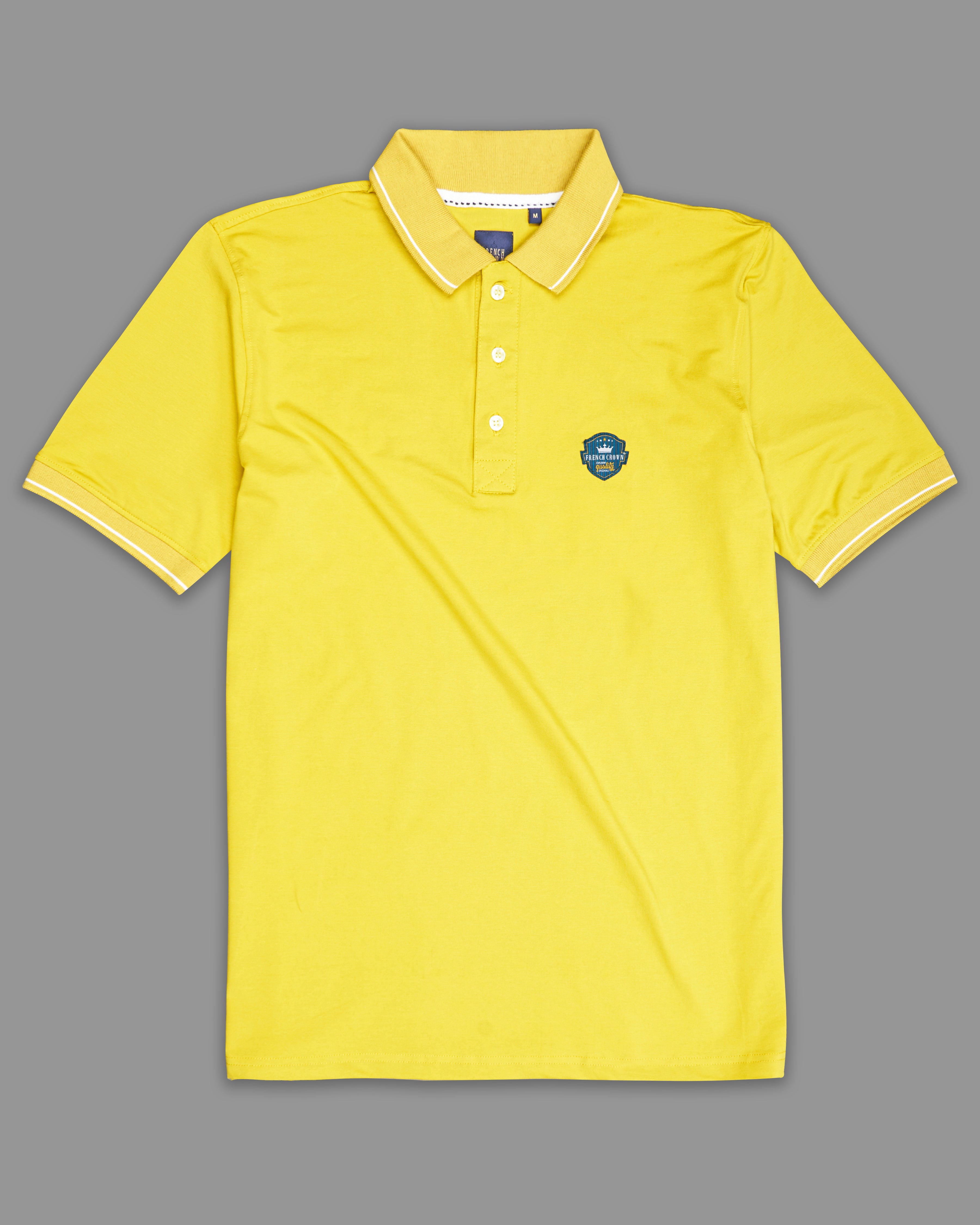 Dandelion Yellow Organic Cotton Mercerised Pique Polo TS858-S, TS858-M, TS858-L, TS858-XL, TS858-XXL