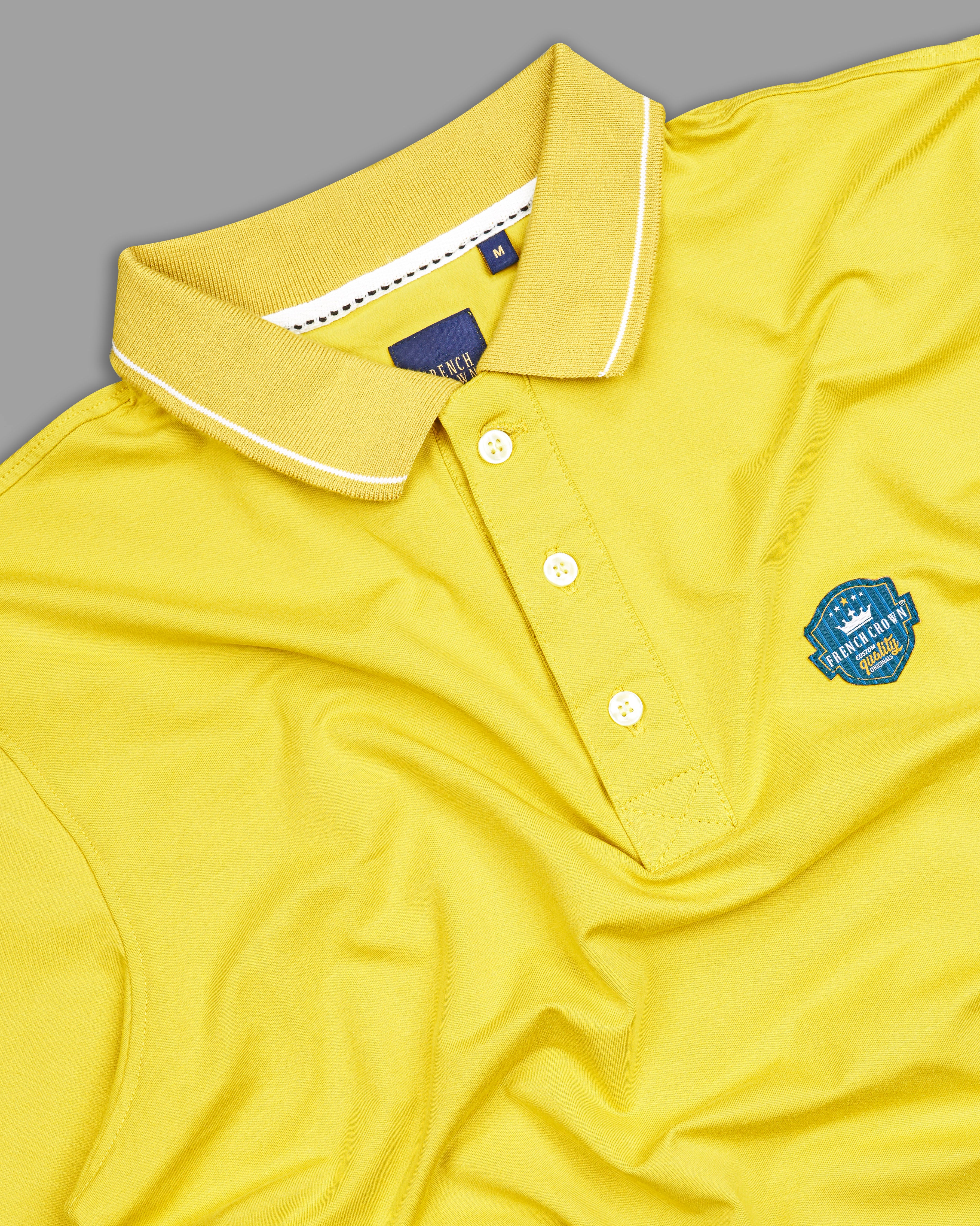 Dandelion Yellow Organic Cotton Mercerised Pique Polo TS858-S, TS858-M, TS858-L, TS858-XL, TS858-XXL