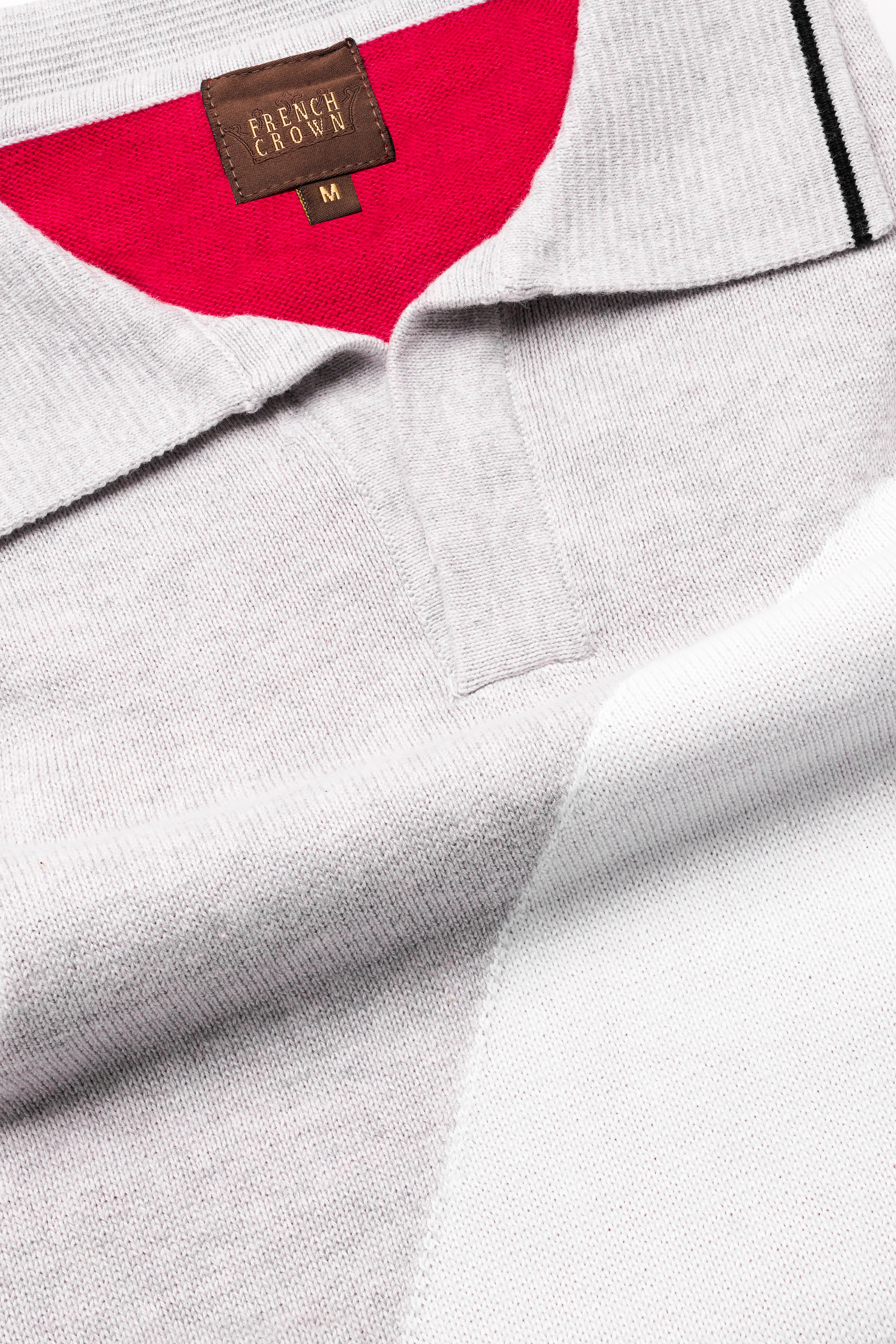 Geyser Gray with White and Black Premium Cotton Flat Knit Polo TS930-S, TS930-M, TS930-L, TS930-XL, TS930-XXL