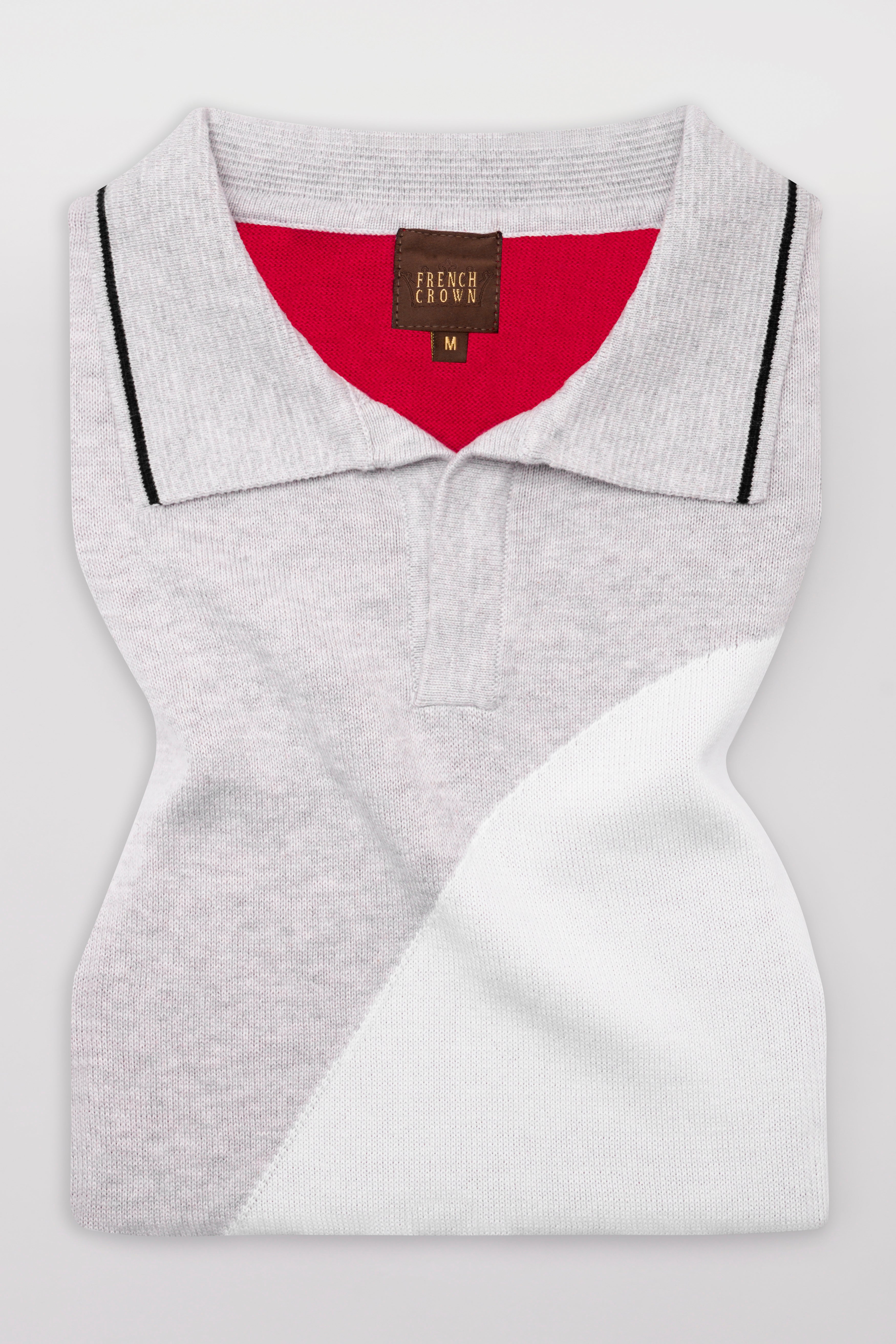 Geyser Gray with White and Black Premium Cotton Flat Knit Polo TS930-S, TS930-M, TS930-L, TS930-XL, TS930-XXL