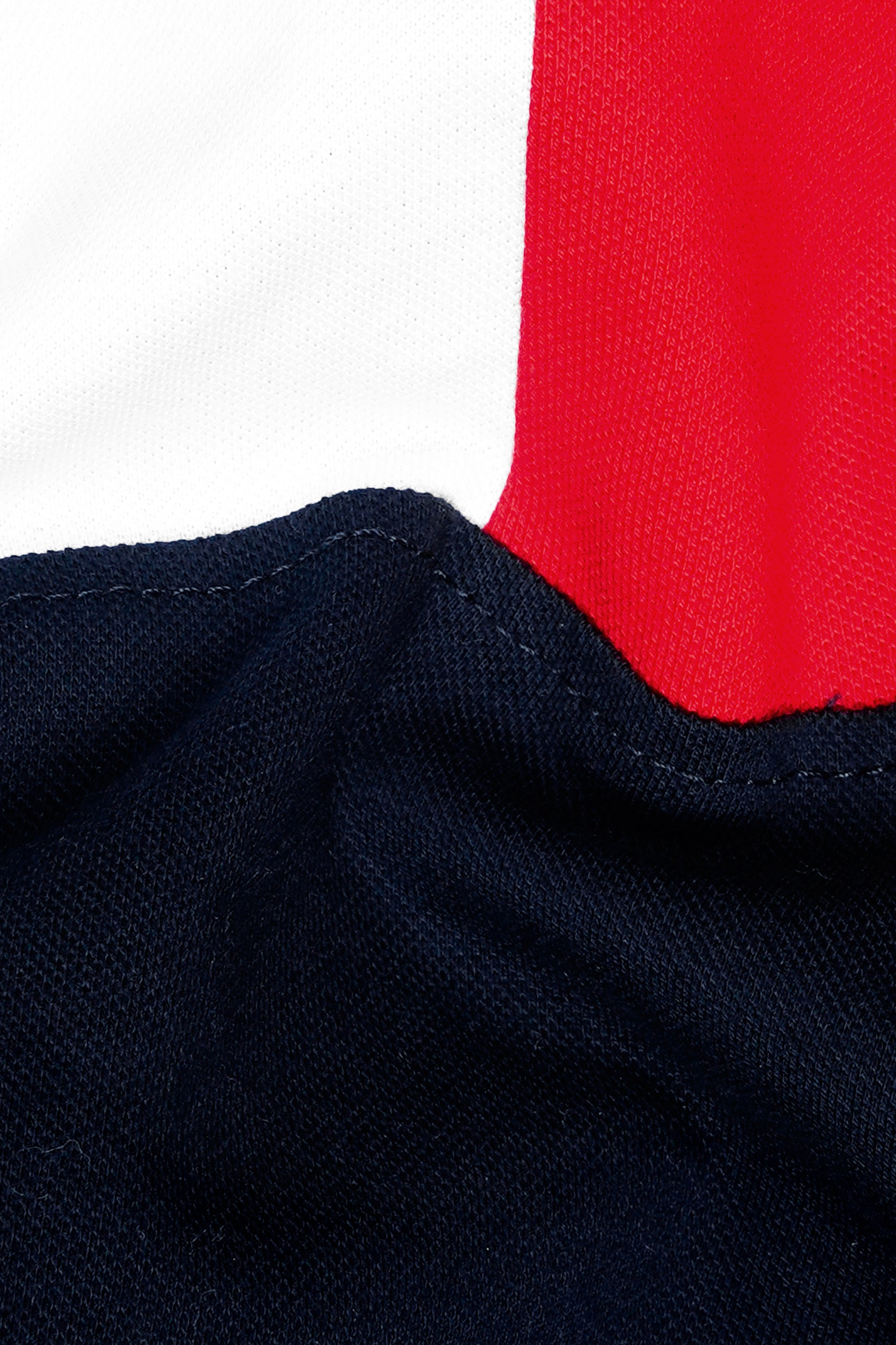 Ebony Blue with White and Jasper Red Colour Block Pattern Premium Cotton Pique Polo TS974-S, TS974-M, TS974-L, TS974-XL, TS974-XXL