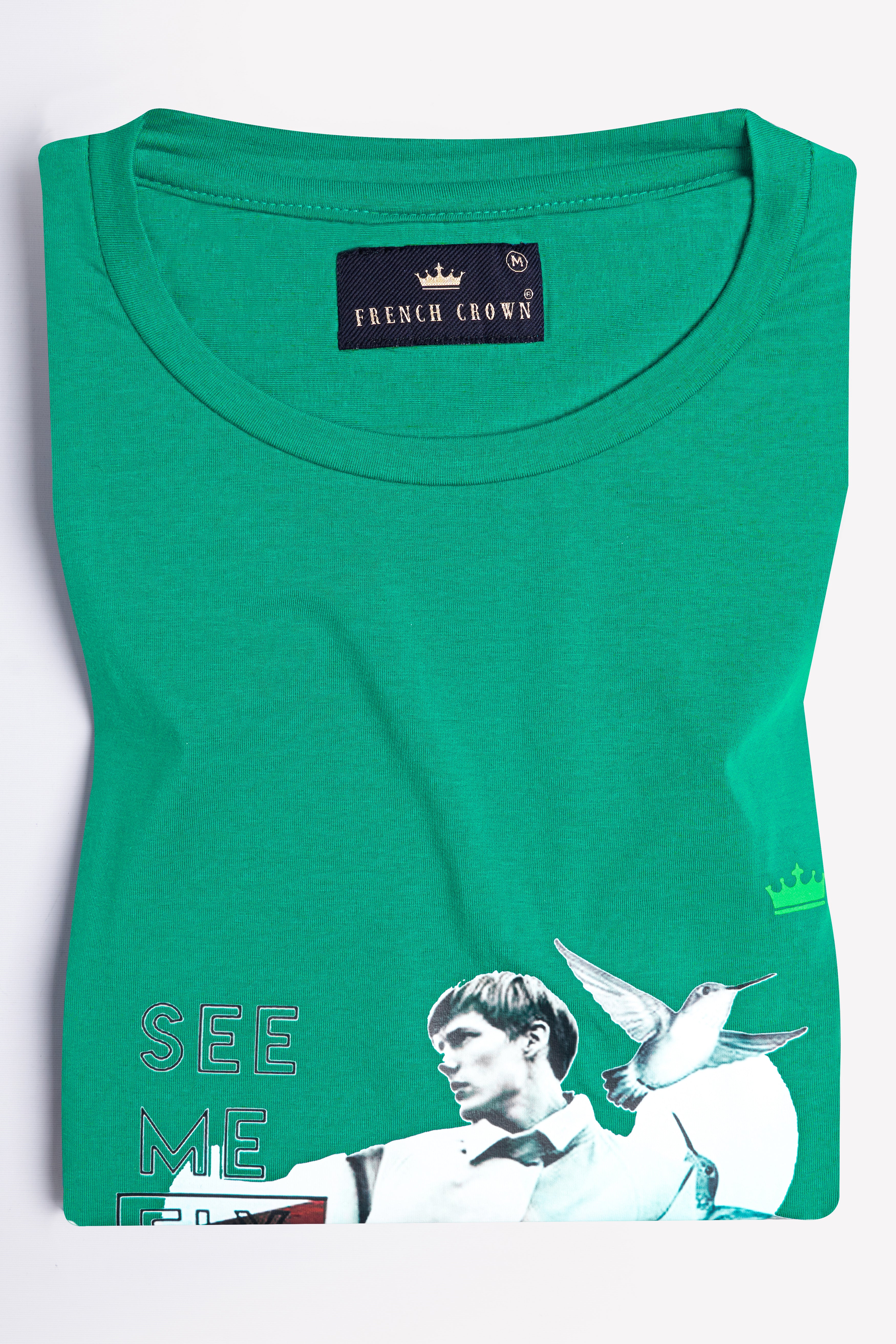 Gossamer Green Printed Premium Cotton T-shirt TS005-W015-RPRT78-S, TS005-W015-RPRT78-M, TS005-W015-RPRT78-L, TS005-W015-RPRT78-XL, TS005-W015-RPRT78-XXL