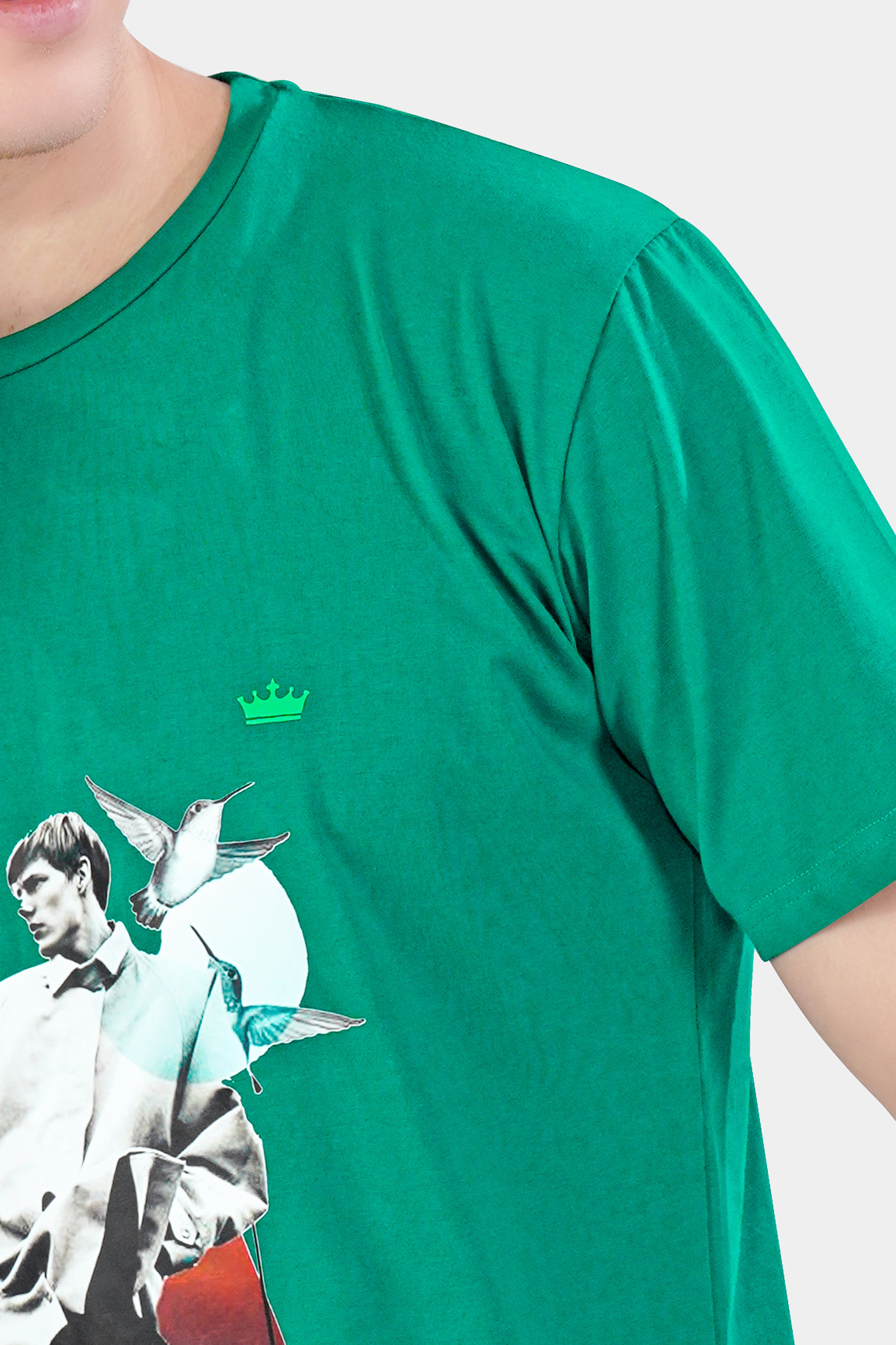 Gossamer Green Printed Premium Cotton T-shirt TS005-W015-RPRT78-S, TS005-W015-RPRT78-M, TS005-W015-RPRT78-L, TS005-W015-RPRT78-XL, TS005-W015-RPRT78-XXL