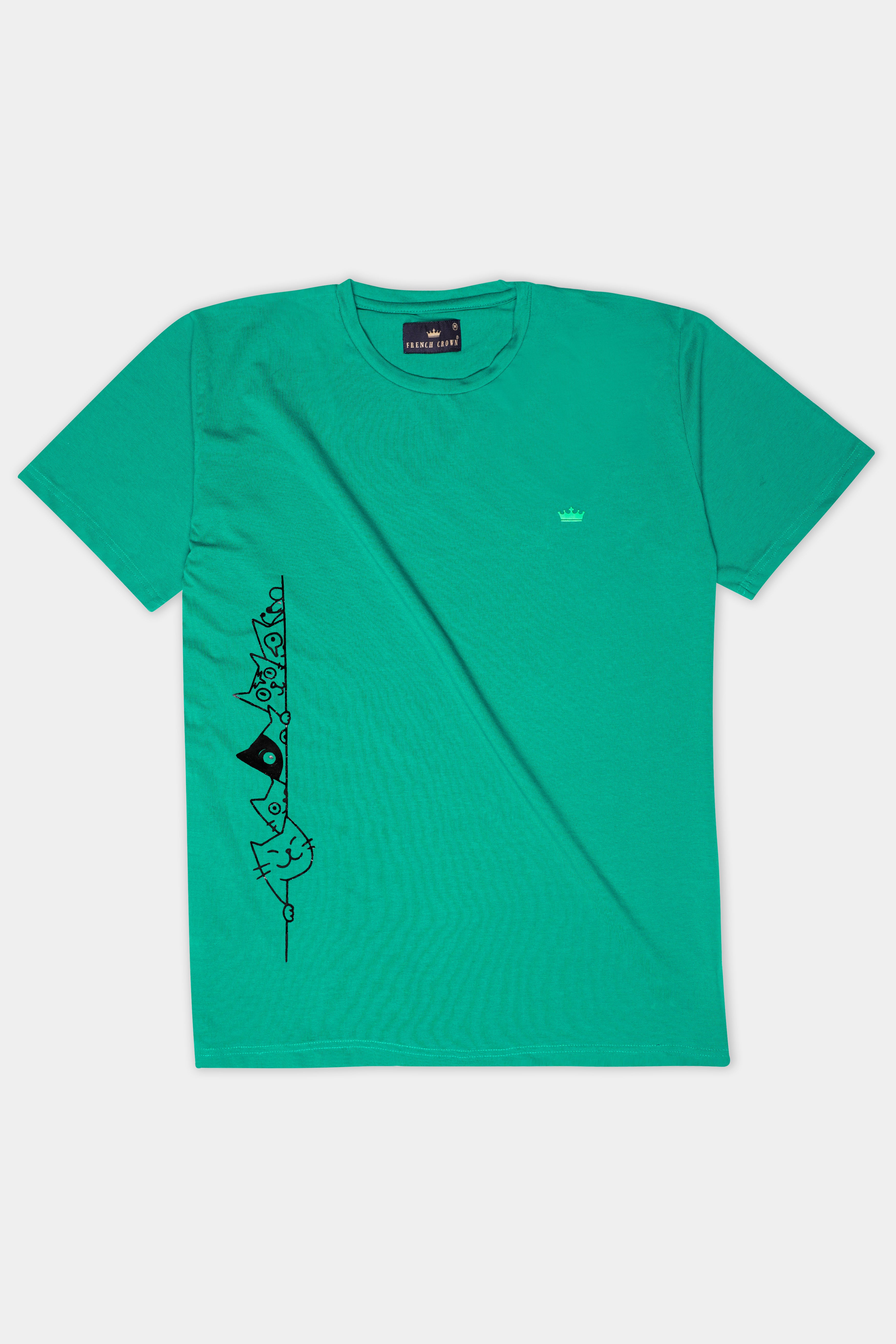 Gossamer Green Hand Painted Premium Cotton T-shirt TS005-W016-ART-S, TS005-W016-ART-M, TS005-W016-ART-L, TS005-W016-ART-XL, TS005-W016-ART-XXL