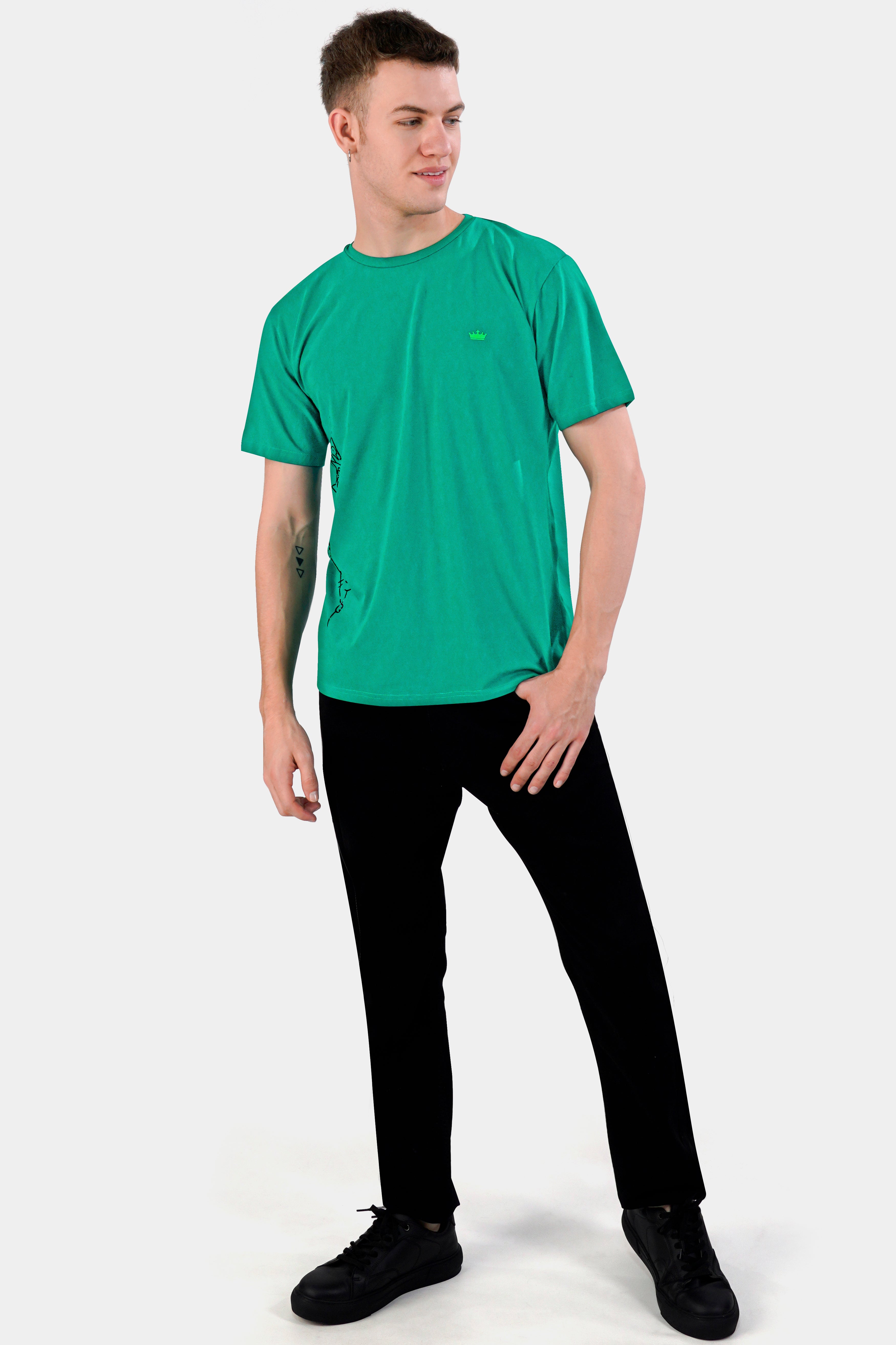 Gossamer Green Hand Painted Premium Cotton T-shirt TS005-W016-ART-S, TS005-W016-ART-M, TS005-W016-ART-L, TS005-W016-ART-XL, TS005-W016-ART-XXL