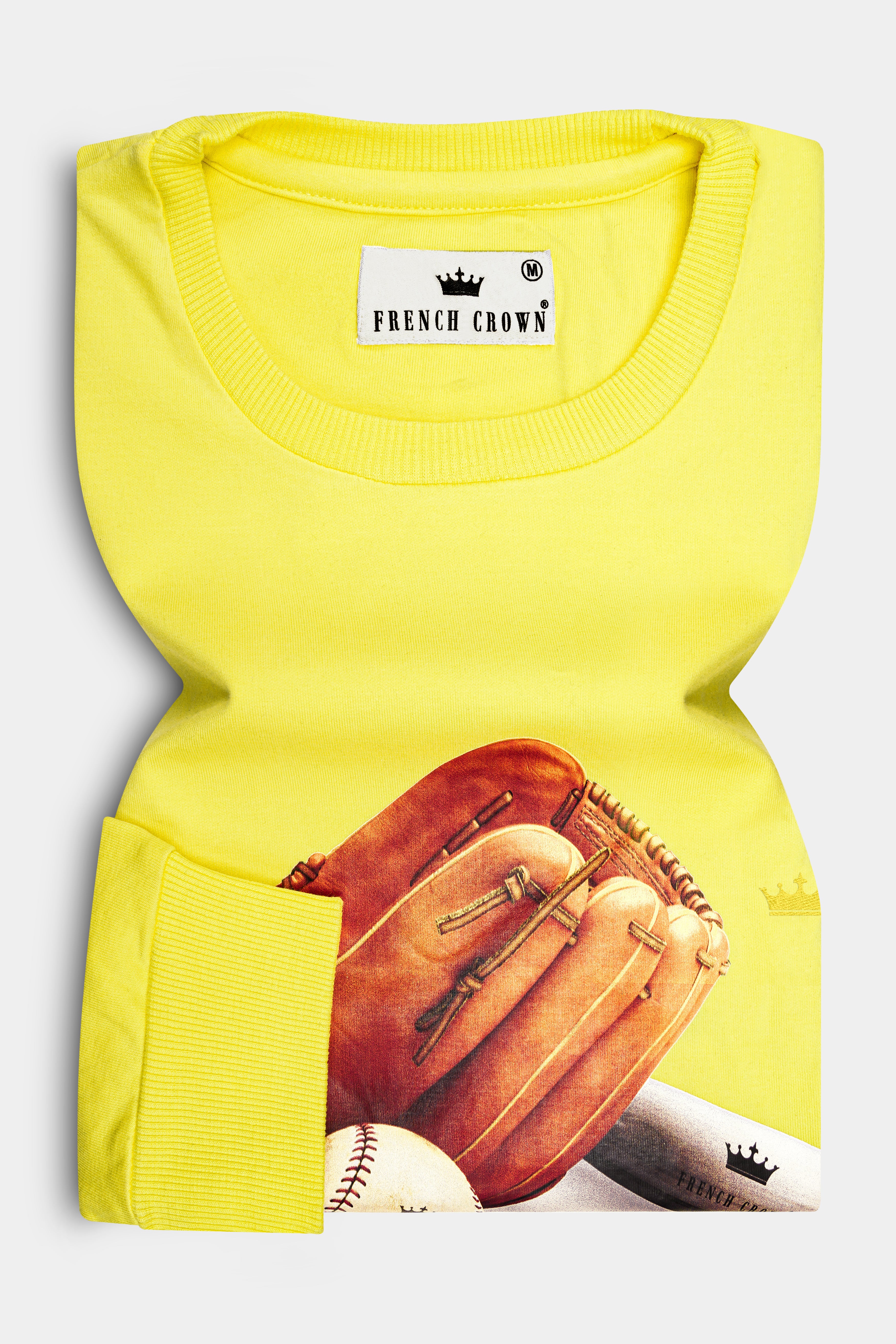 Dandelion Yellow Baseball Printed Premium Organic Cotton Sweatshirt