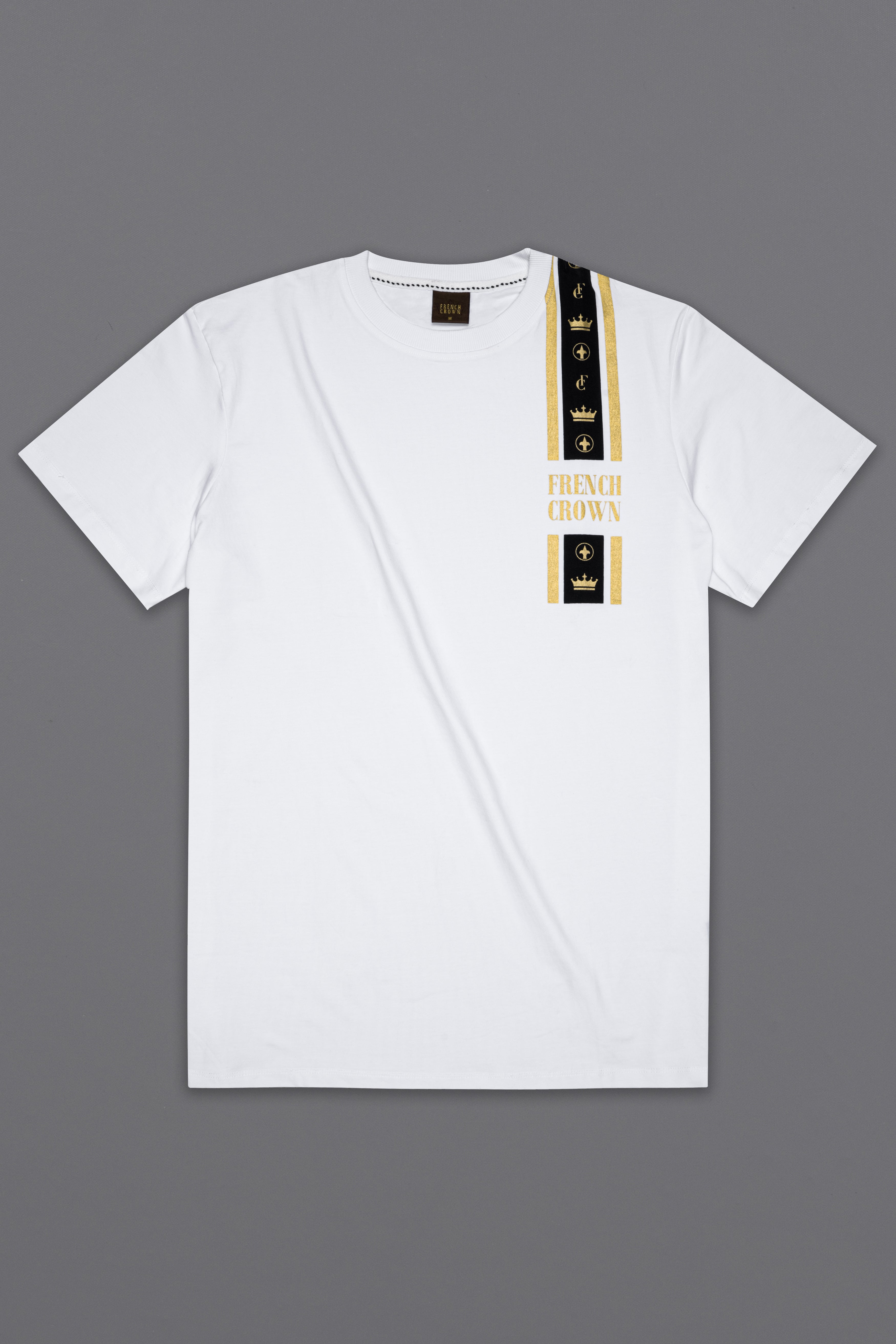 Bright White French Crown Elements Printed Premium Cotton T-Shirt TS1006-S, TS1006-M, TS1006-L, TS1006-XL, TS1006-XXL