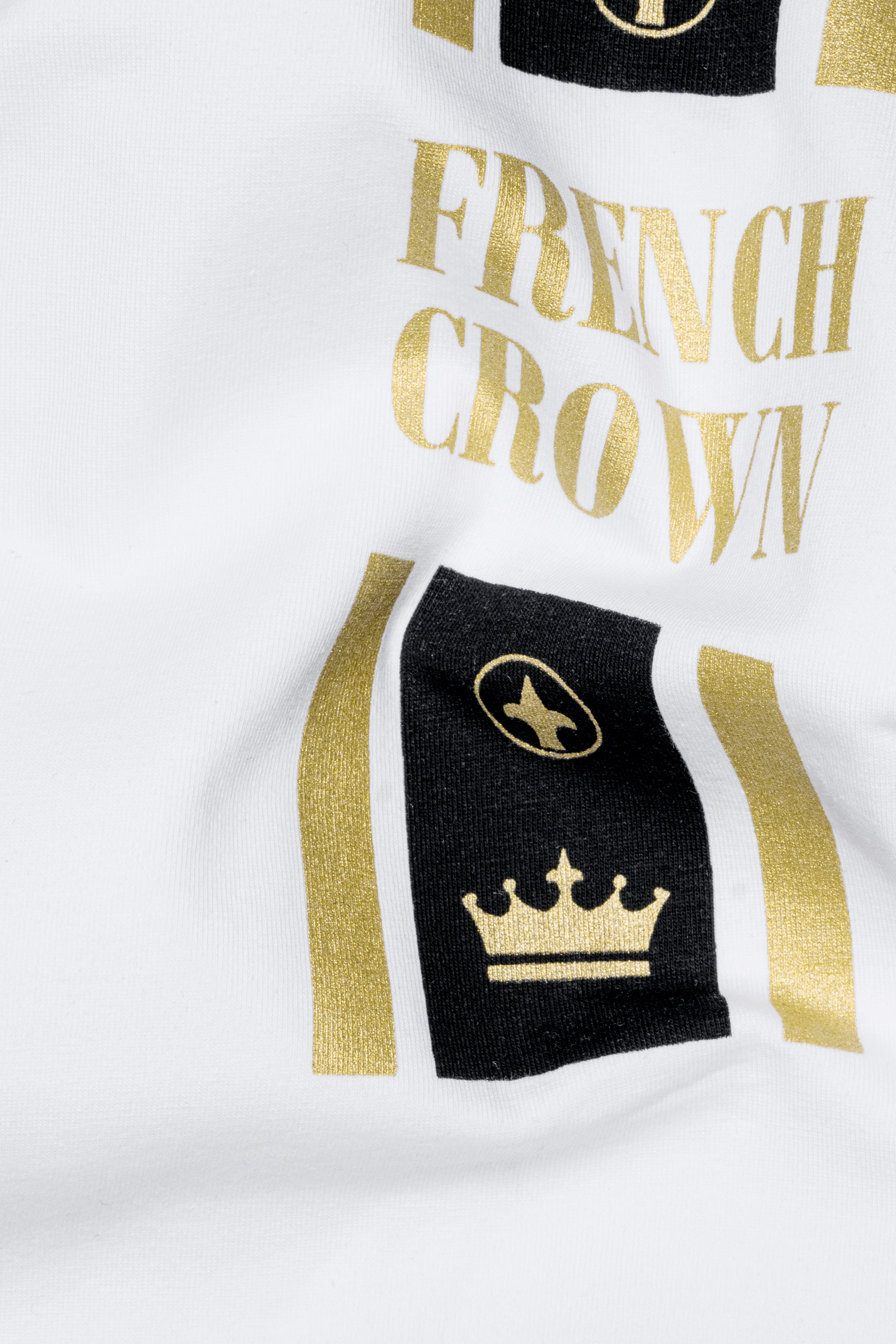 Bright White French Crown Elements Printed Premium Cotton T-Shirt TS1006-S, TS1006-M, TS1006-L, TS1006-XL, TS1006-XXL