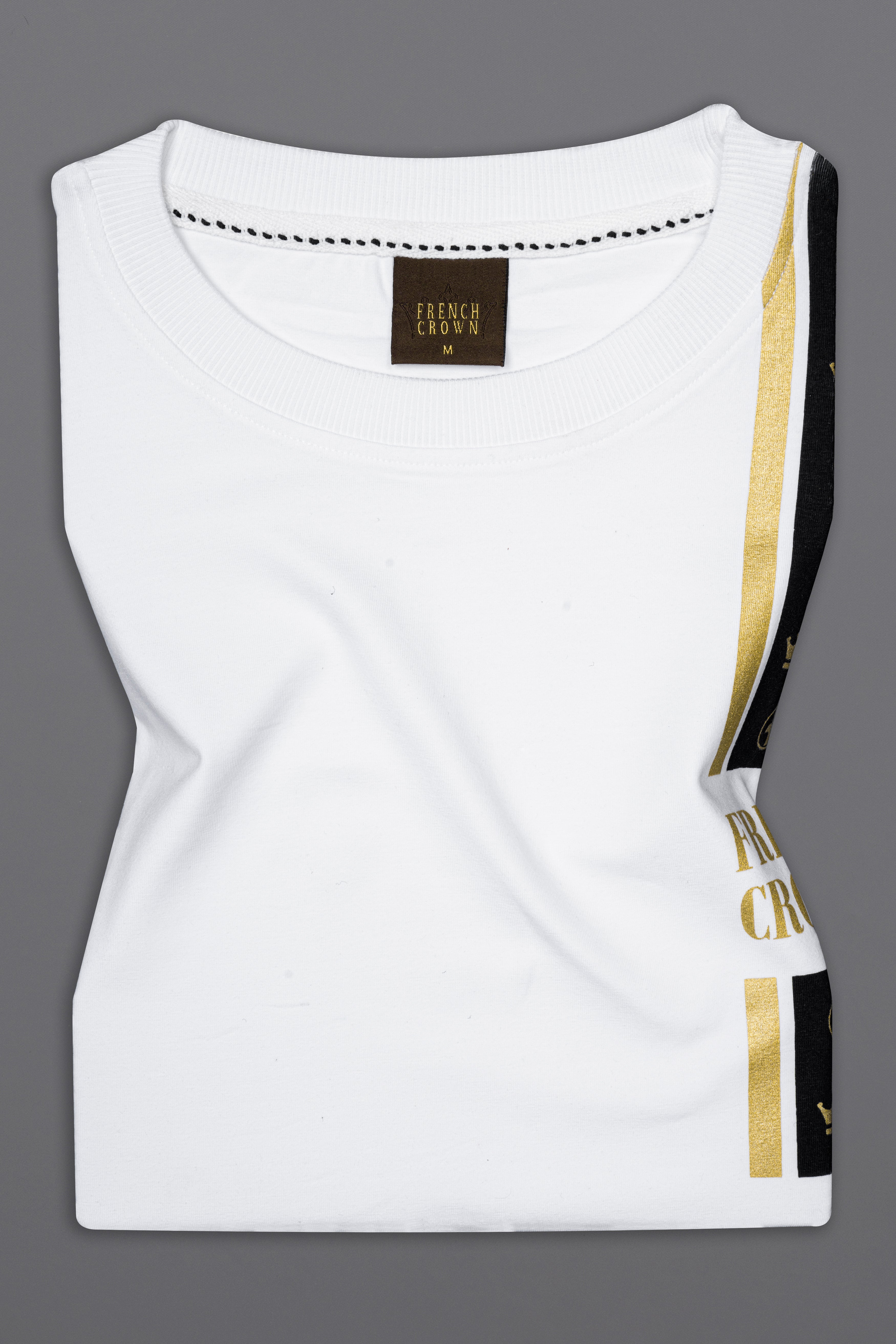 Bright White French Crown Elements Printed Premium Cotton T-Shirt TS1006-S, TS1006-M, TS1006-L, TS1006-XL, TS1006-XXL