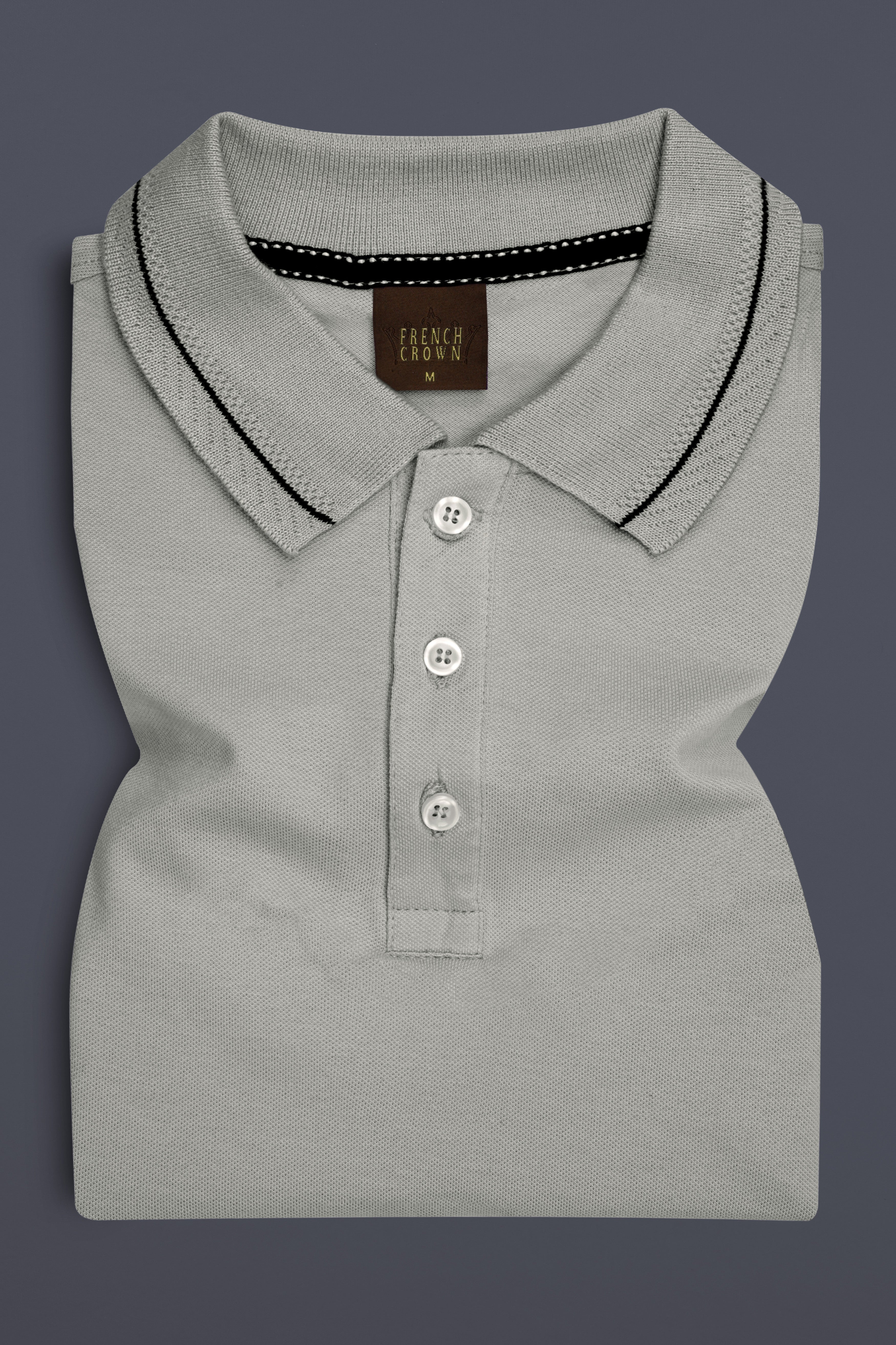 Santa Gray Solid Premium Cotton Pique Polo