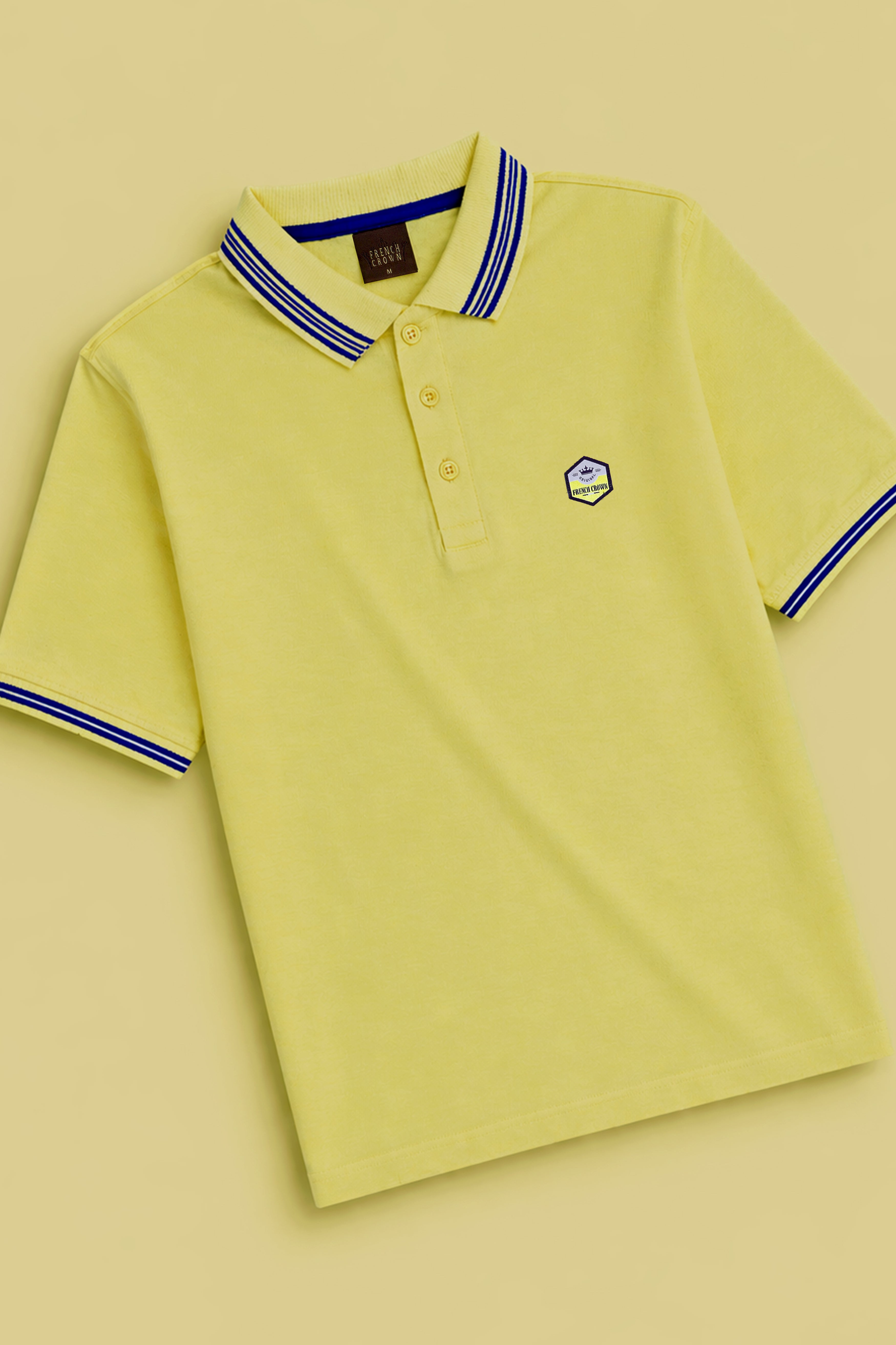 Confetti Yellow Solid Premium Cotton Pique Polo
