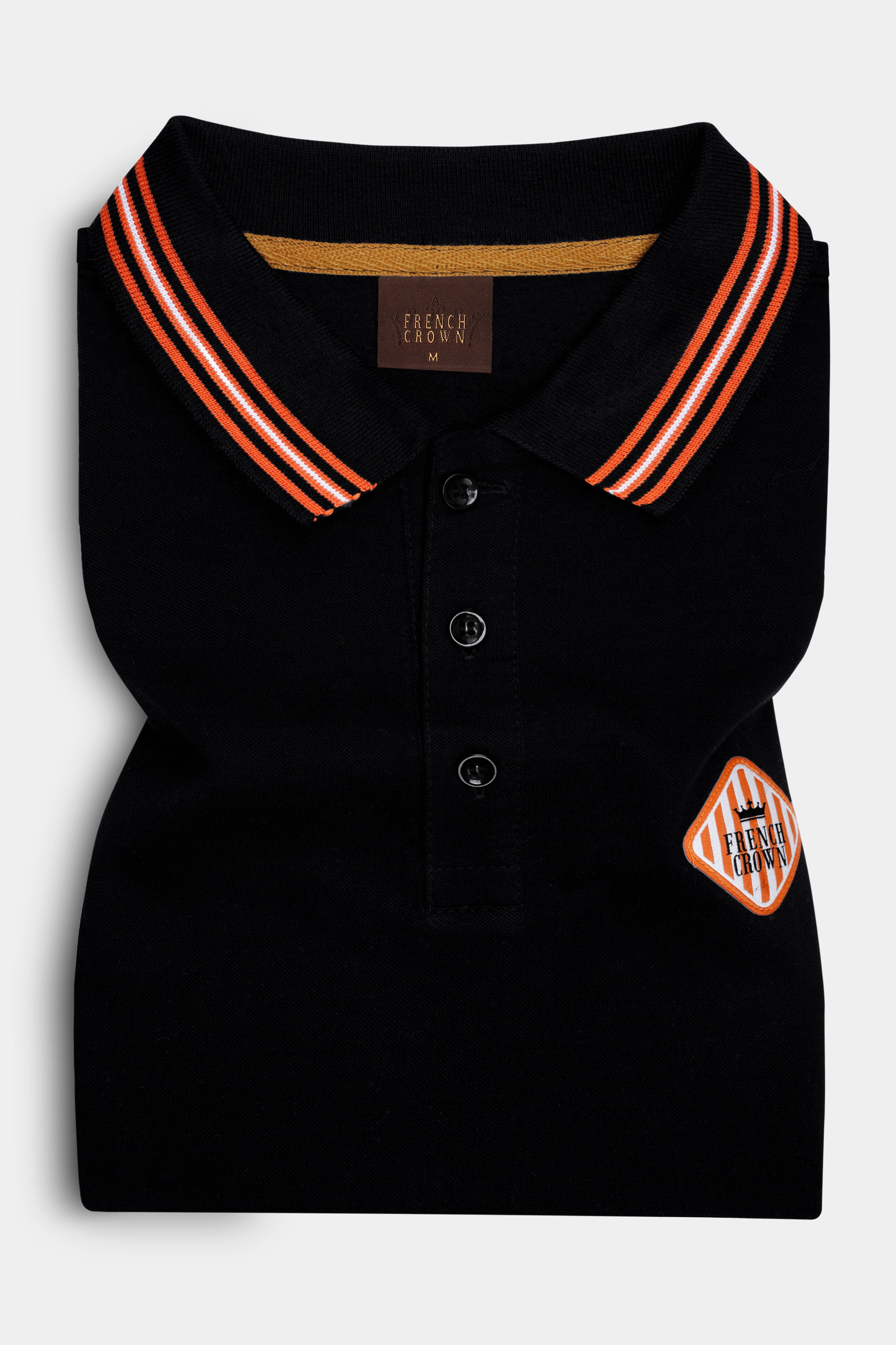 Jade Black Solid Premium Cotton Pique Polo