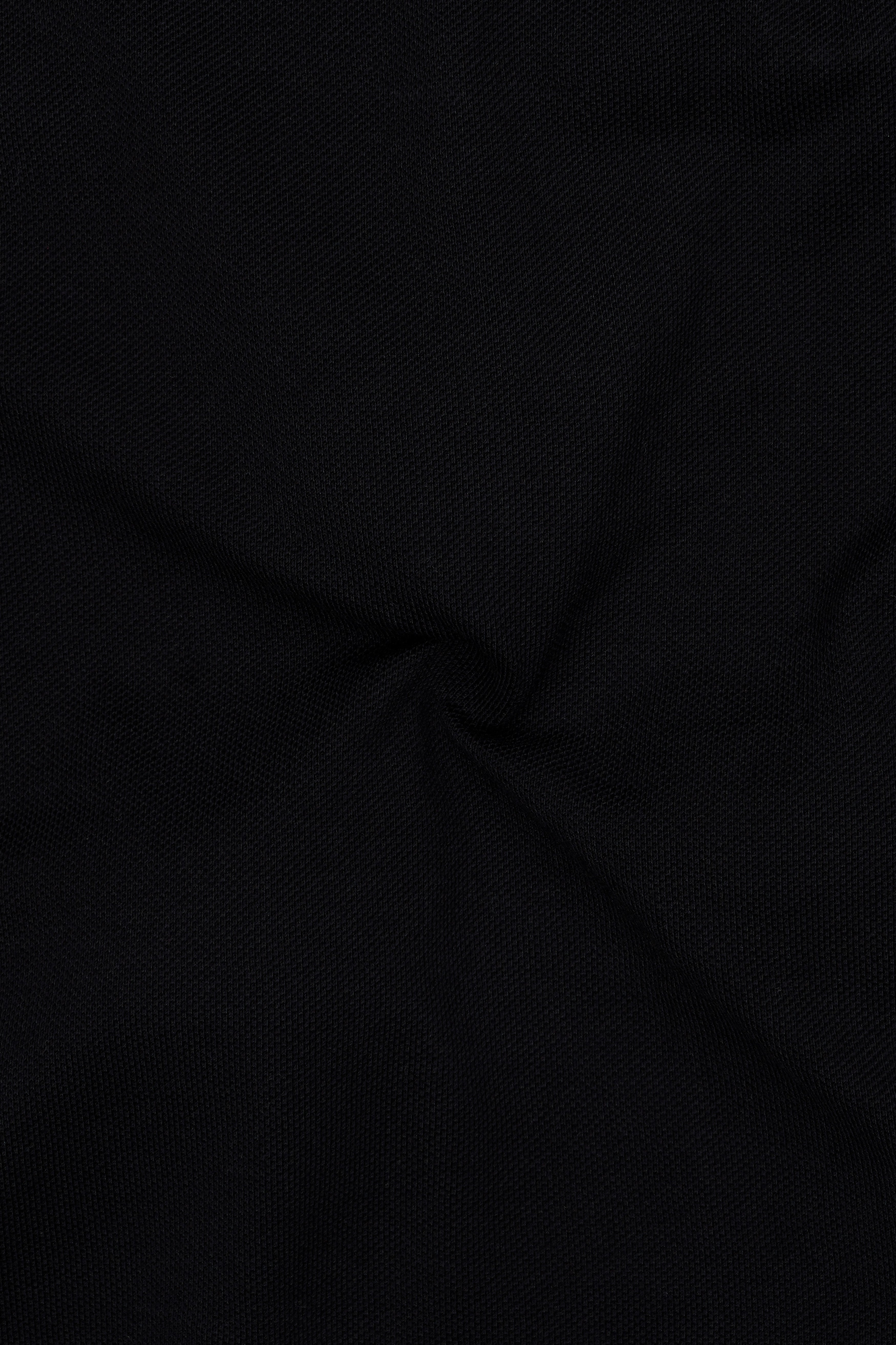 Jade Black Premium Cotton With Olive Green Tipped Collar Pique Polo