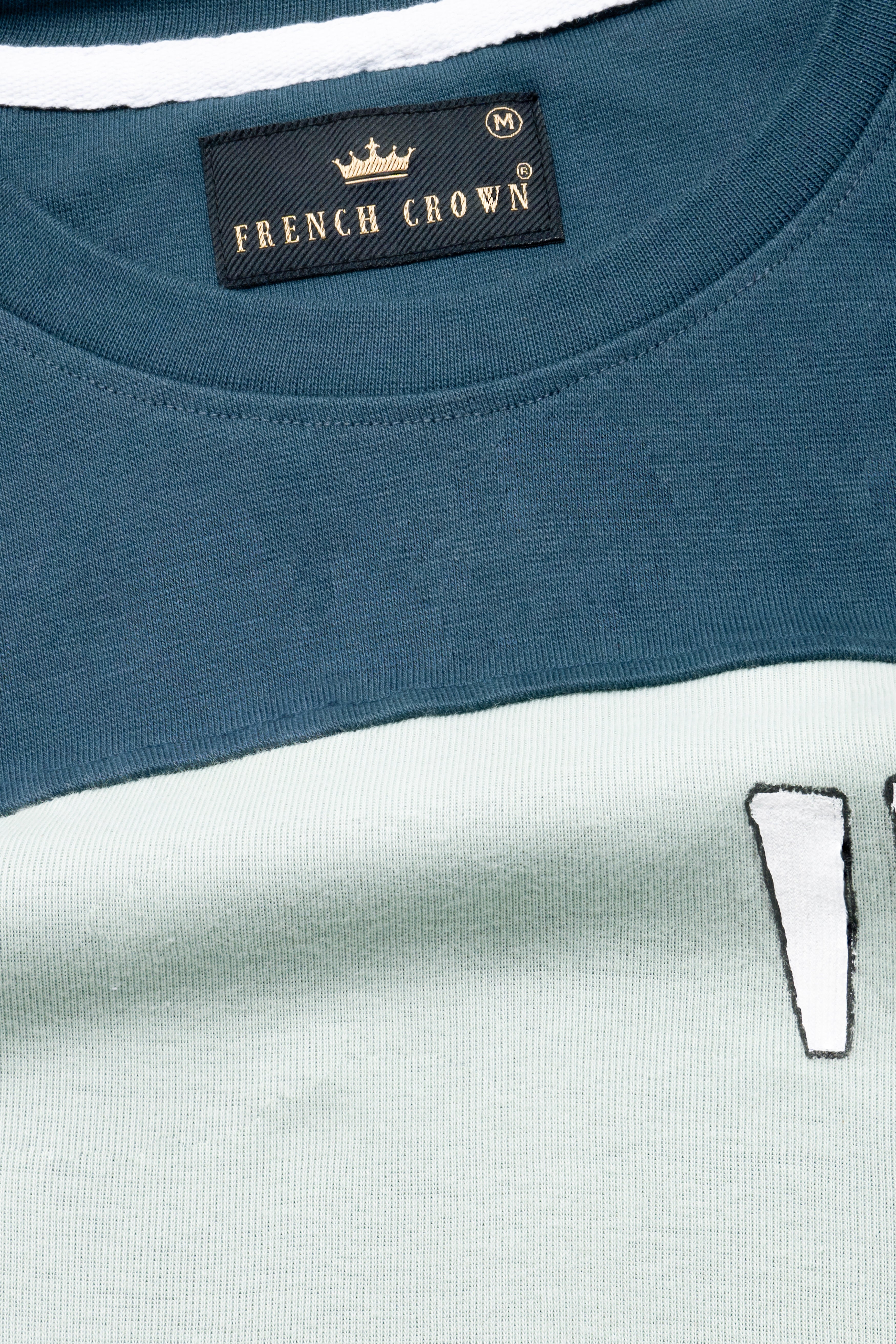 Marengo Blue and Sage Green Hand Painted Premium Cotton Jersey Sweatshirt,TS517-W01-ART-S, TS517-W01-ART-M, TS517-W01-ART-L, TS517-W01-ART-XL, TS517-W01-ART-XXL