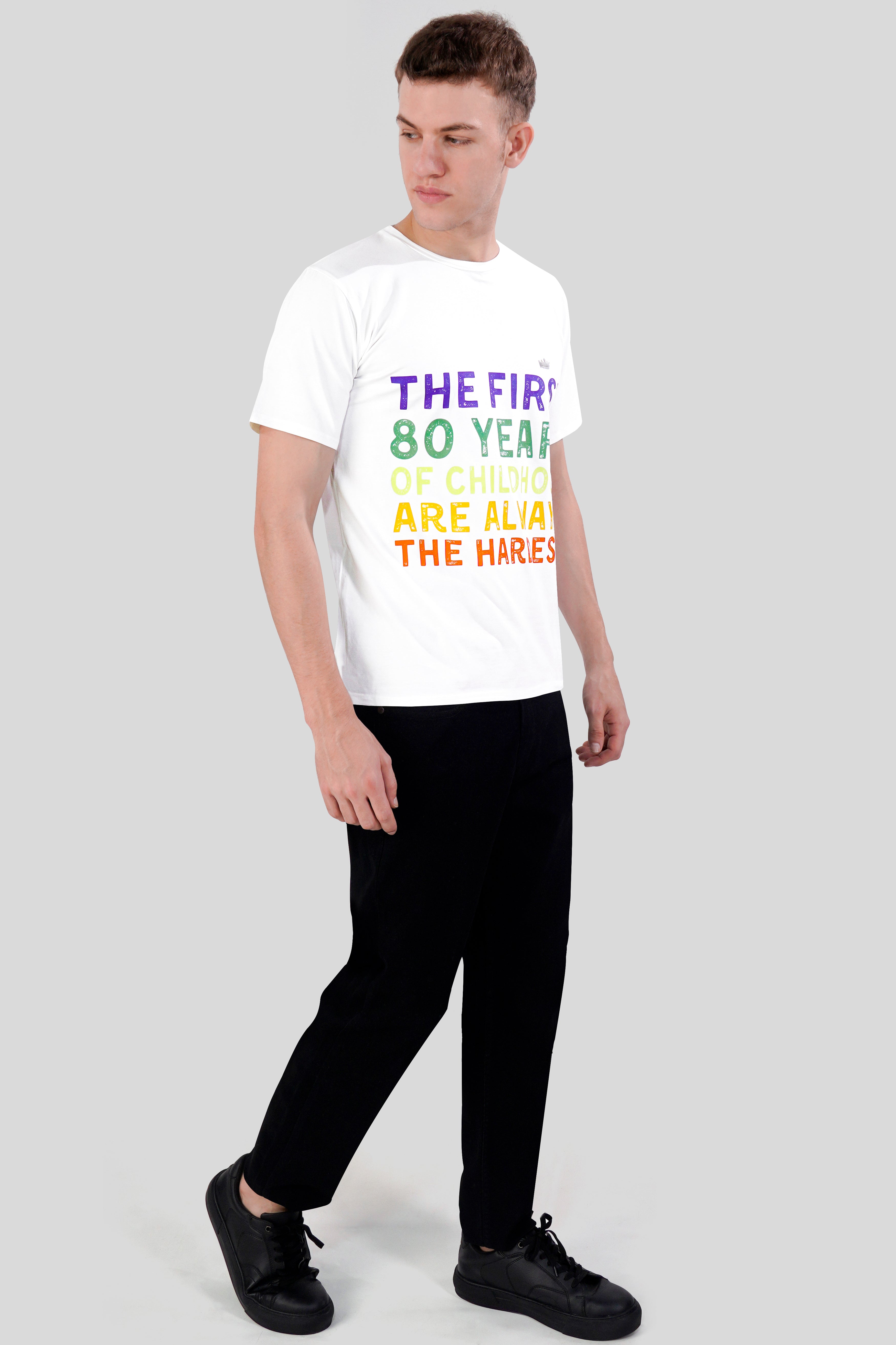 Bright White Printed Premium Cotton T-shirt TS854-W01-RPRT80-S, TS854-W01-RPRT80-M, TS854-W01-RPRT80-L, TS854-W01-RPRT80-XL, TS854-W01-RPRT80-XXL