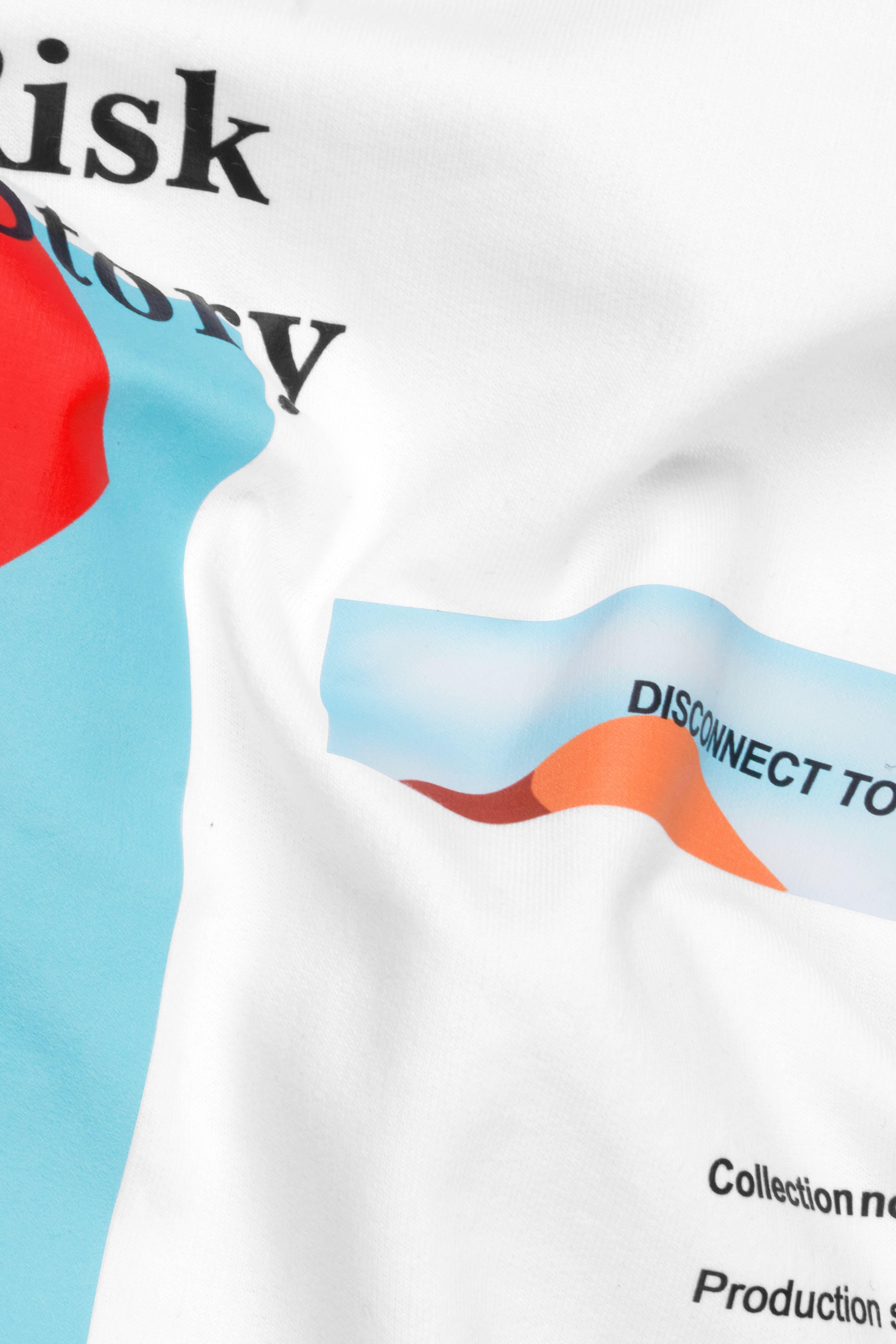 Bright White Printed Premium Cotton Oversized T-Shirt TS945-S, TS945-M, TS945-L, TS945-XL, TS945-XXL