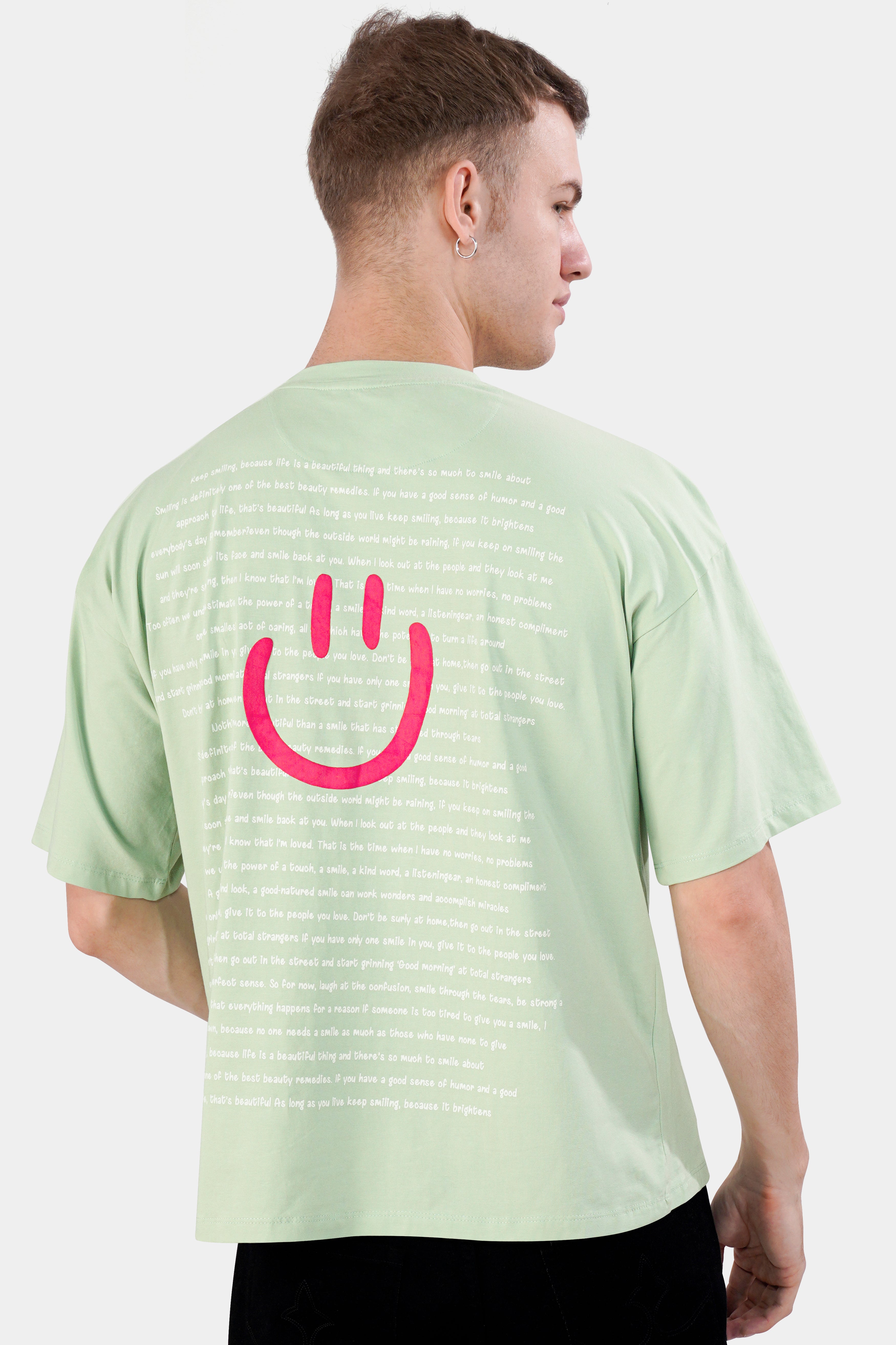 Surf Crest Green Printed Premium Cotton Oversized T-shirt TS954-S, TS954-M, TS954-L, TS954-XL, TS954-XXL