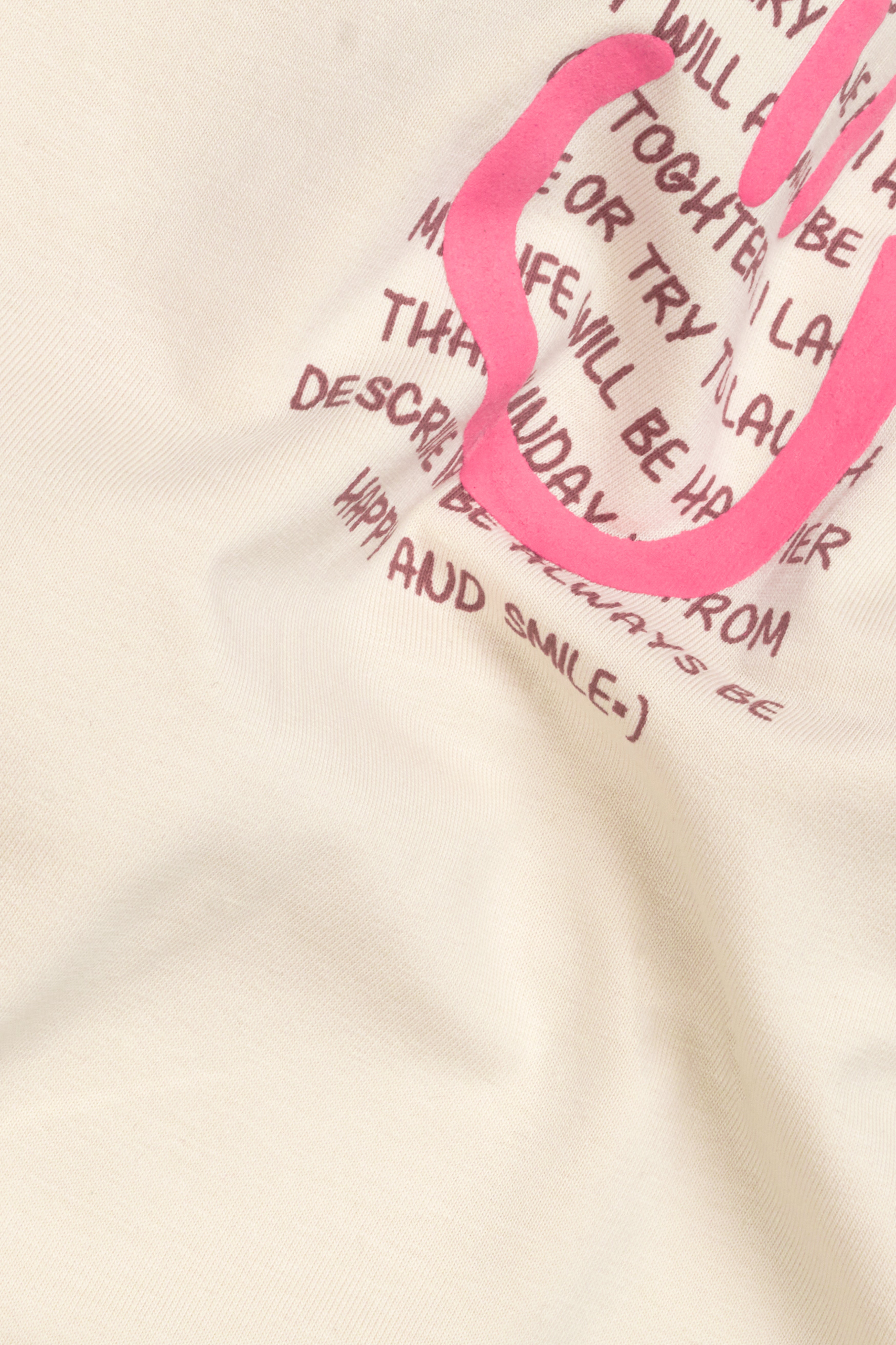 Almond Cream Printed Premium Cotton Oversized T-shirt TS957-S, TS957-M, TS957-L, TS957-XL, TS957-XXL