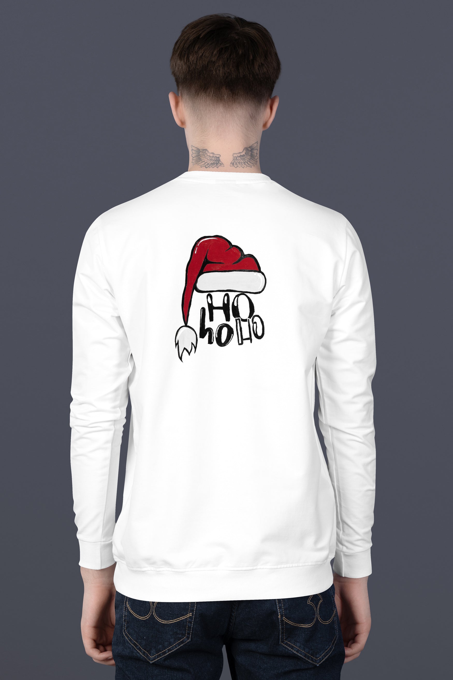 Bright White Santa’s Cap Hand Painted Premium Cotton Sweatshirt