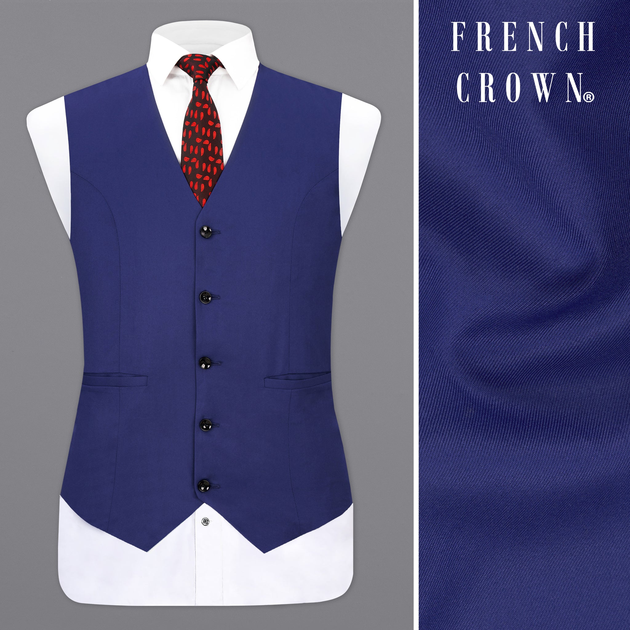 Men's Blue 5 Buttons Wedding Men's Vest ~ Waistcoat