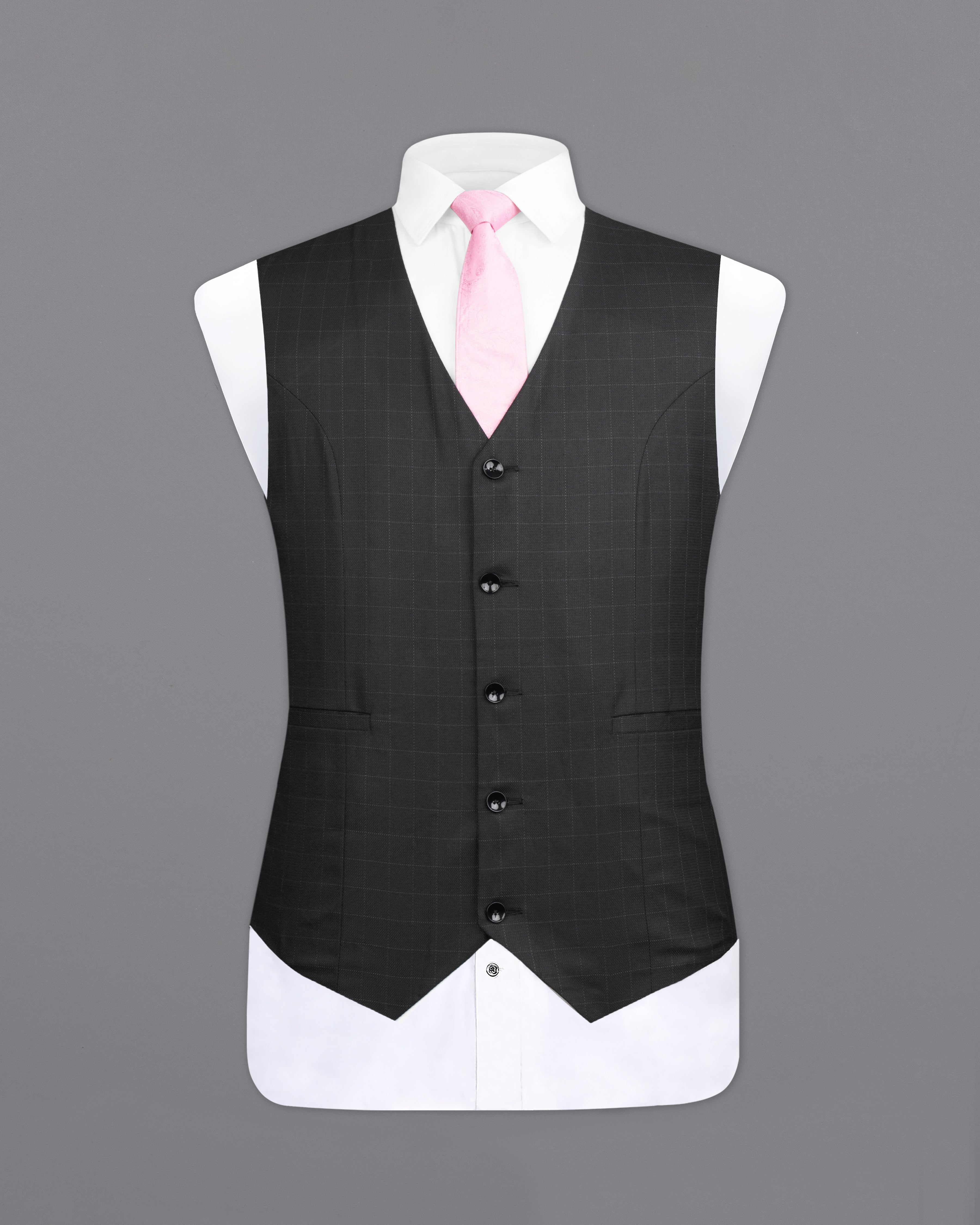 Jade Black with Storm Gray Checkered Waistcoat V2604-36, V2604-38, V2604-40, V2604-42, V2604-44, V2604-46, V2604-48, V2604-50, V2604-52, V2604-54, V2604-56, V2604-58, V2604-60