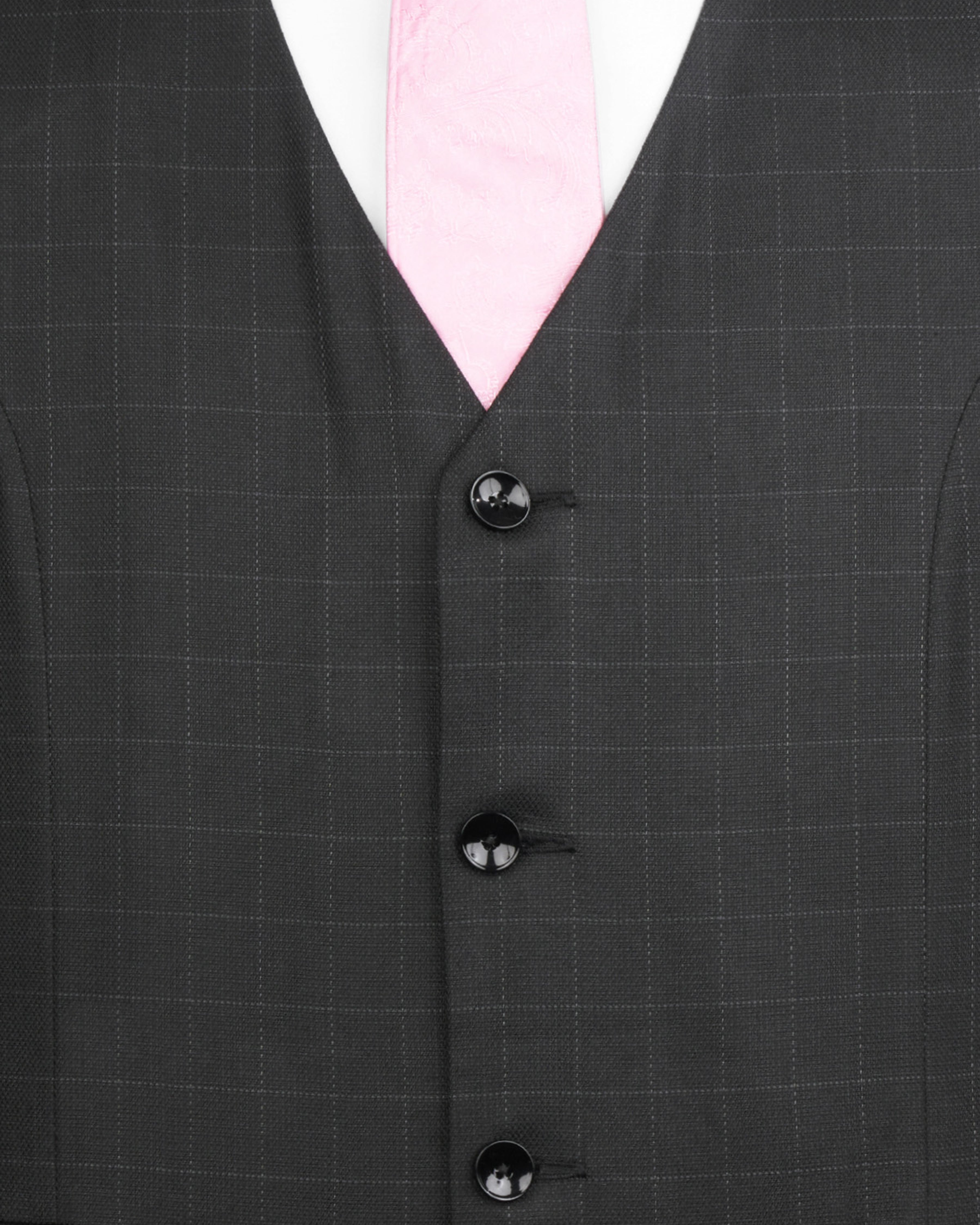 Jade Black with Storm Gray Checkered Waistcoat V2604-36, V2604-38, V2604-40, V2604-42, V2604-44, V2604-46, V2604-48, V2604-50, V2604-52, V2604-54, V2604-56, V2604-58, V2604-60