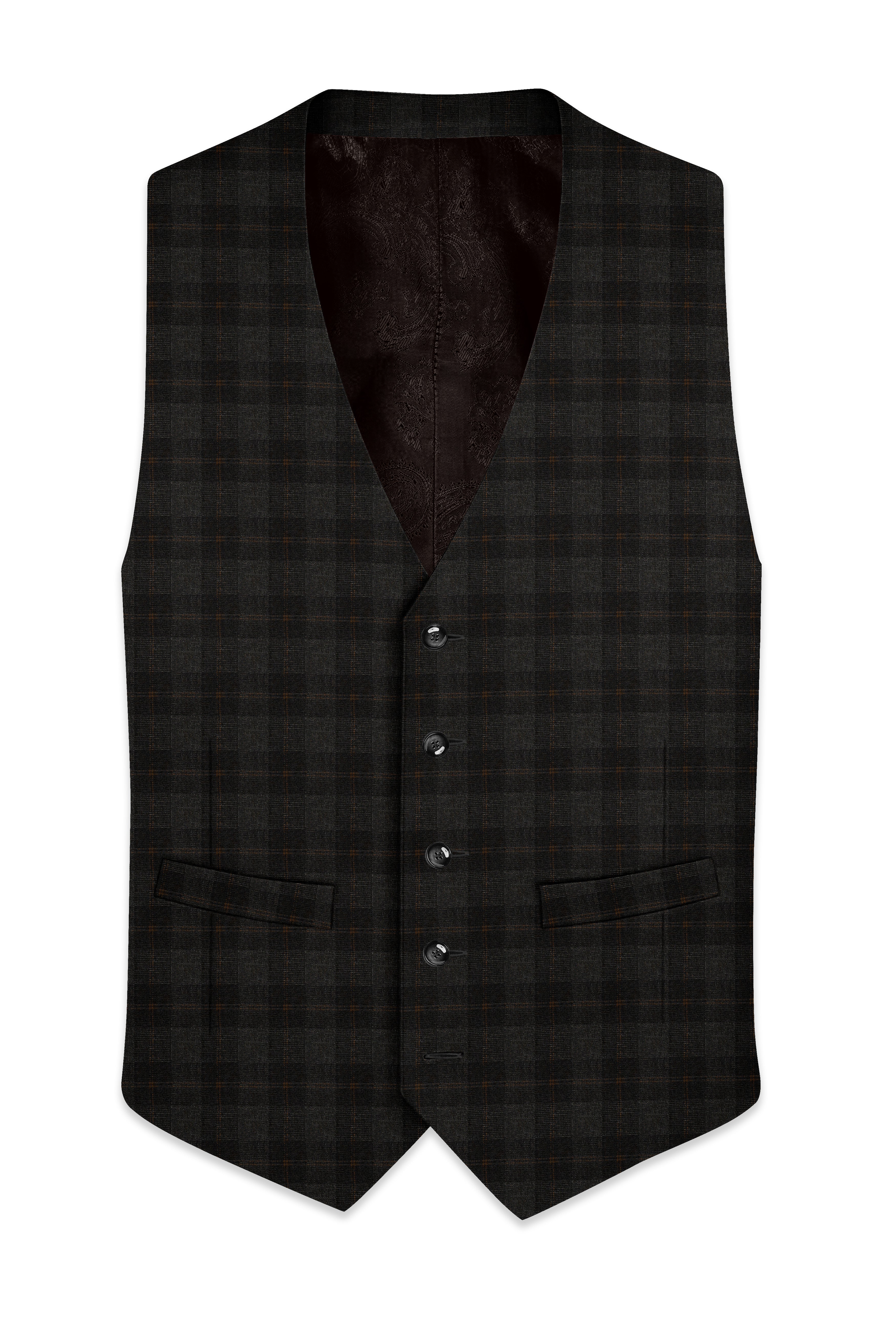Thunder and Spice Brown Plaid Wool Rich Waistcoat