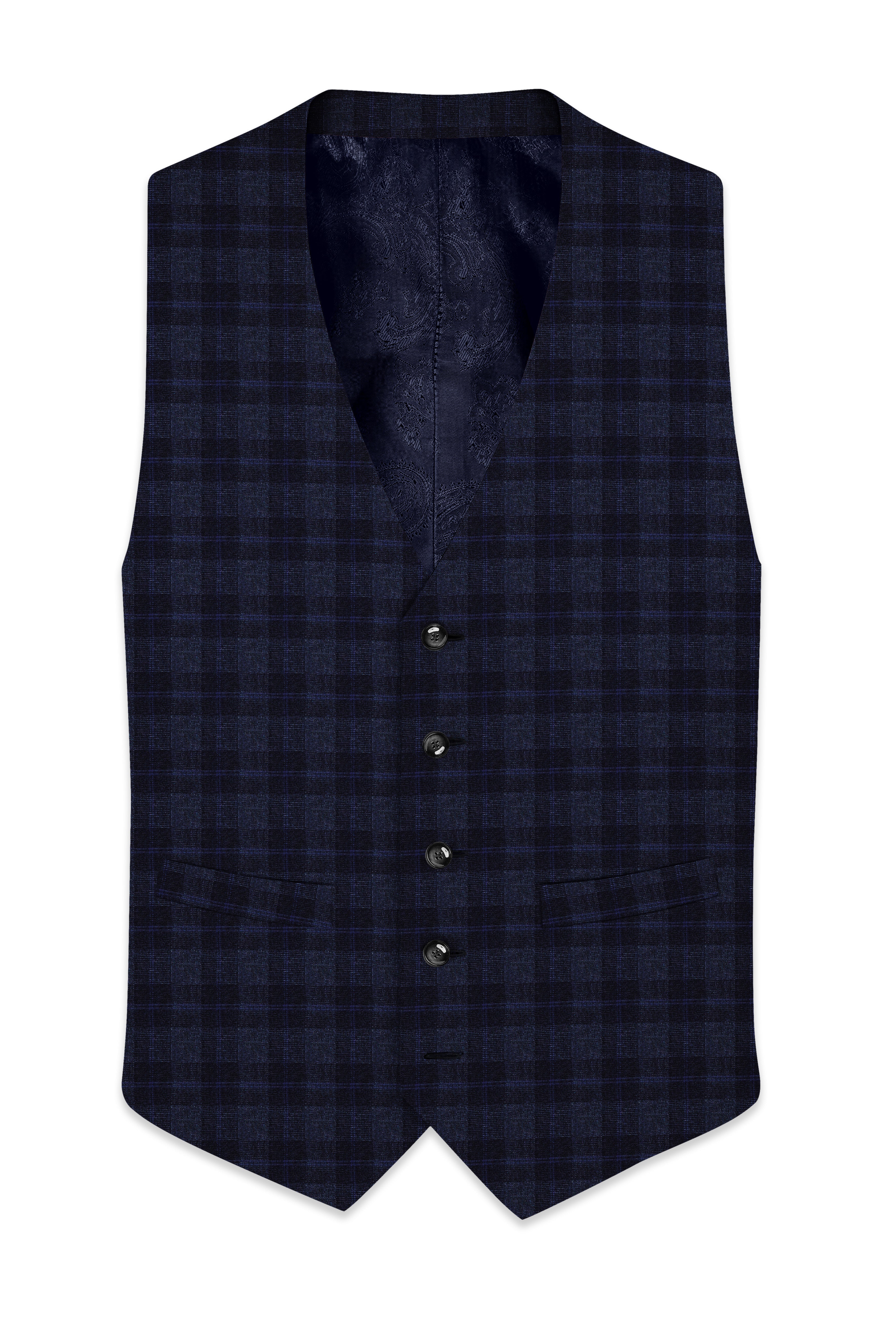 Bastille Grey Plaid Wool Rich Waistcoat