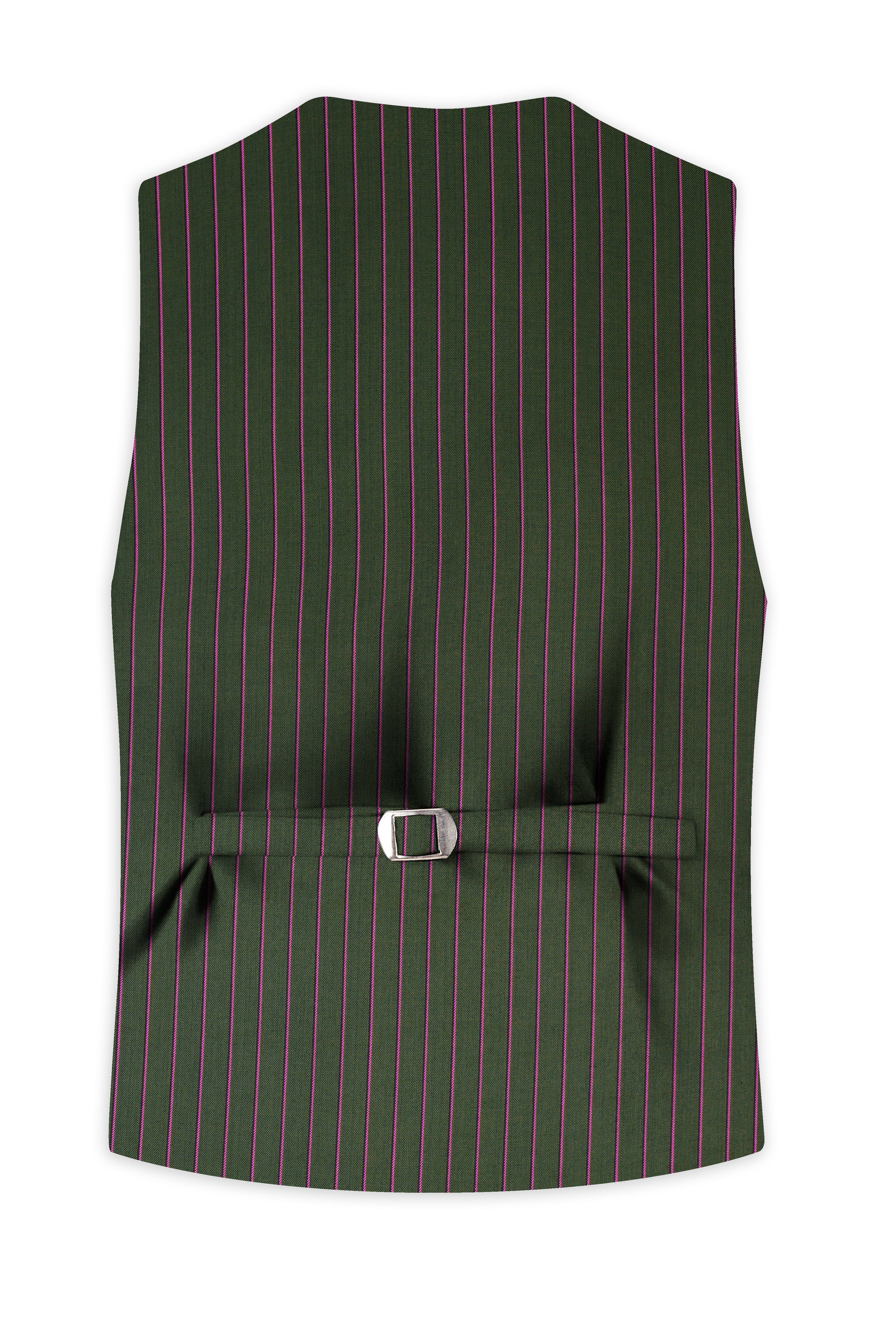 Kelp Green Woolrich Striped Waistcoat