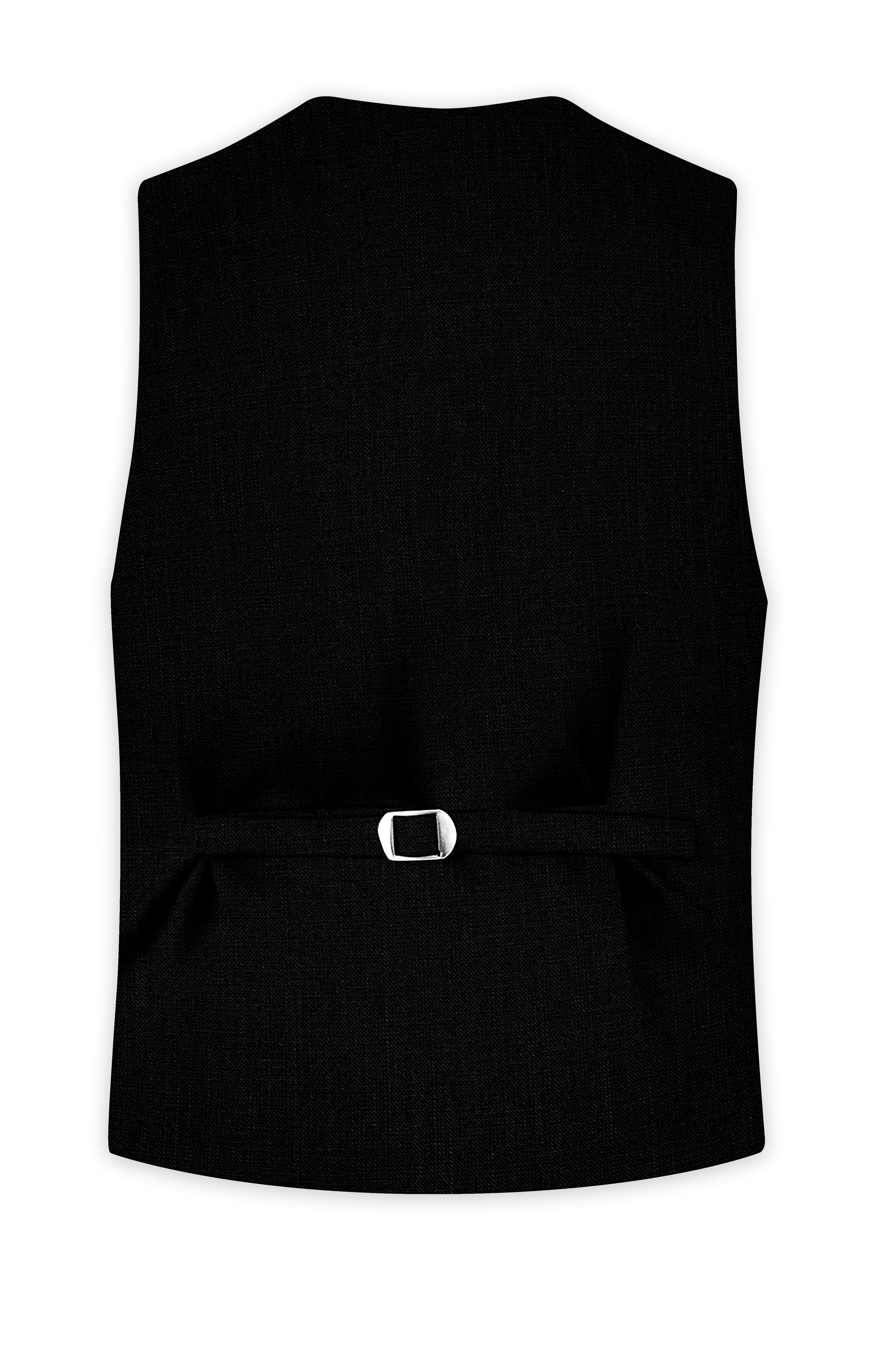 Jade Black Luxurious Linen Stretchable Waistcoat