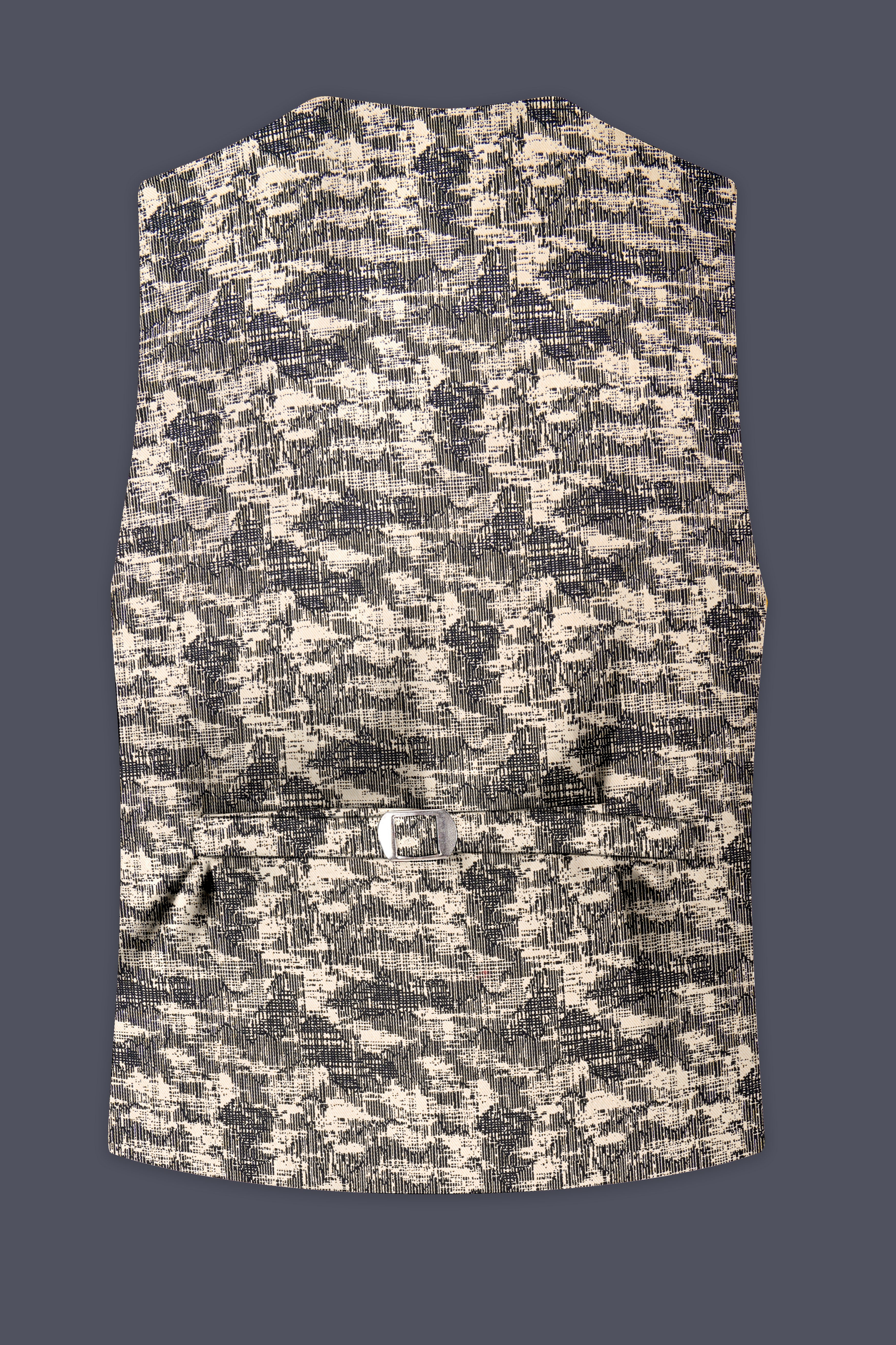 Bastille and Champagne Beige Abstract Printed Textured Waistcoat