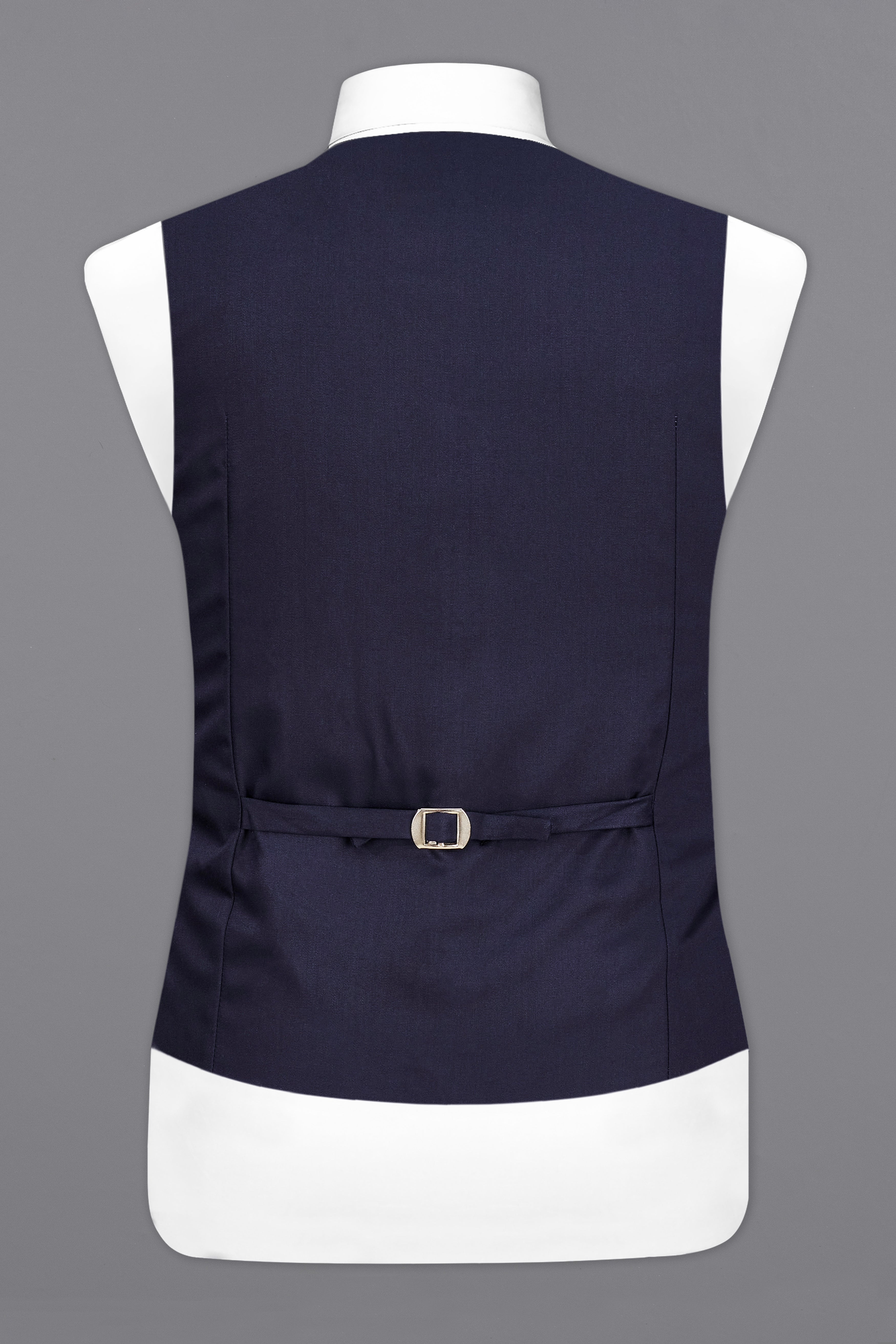 Navy Subtle Sheen Wool Blend  Waistcoat
