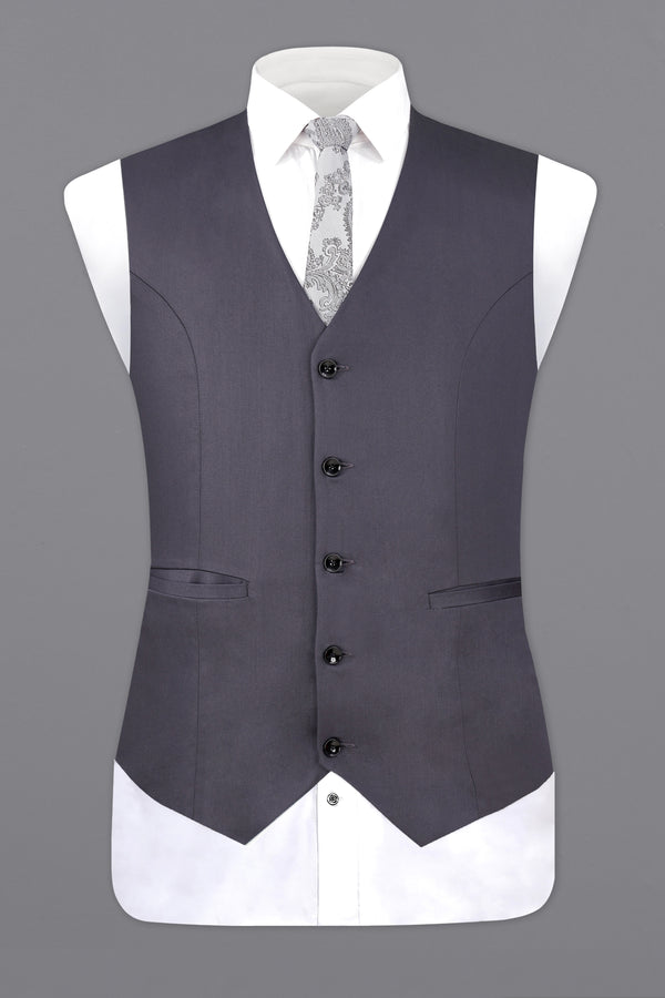 Porpoise Grey Subtle Sheen Wool Blend Waistcoat