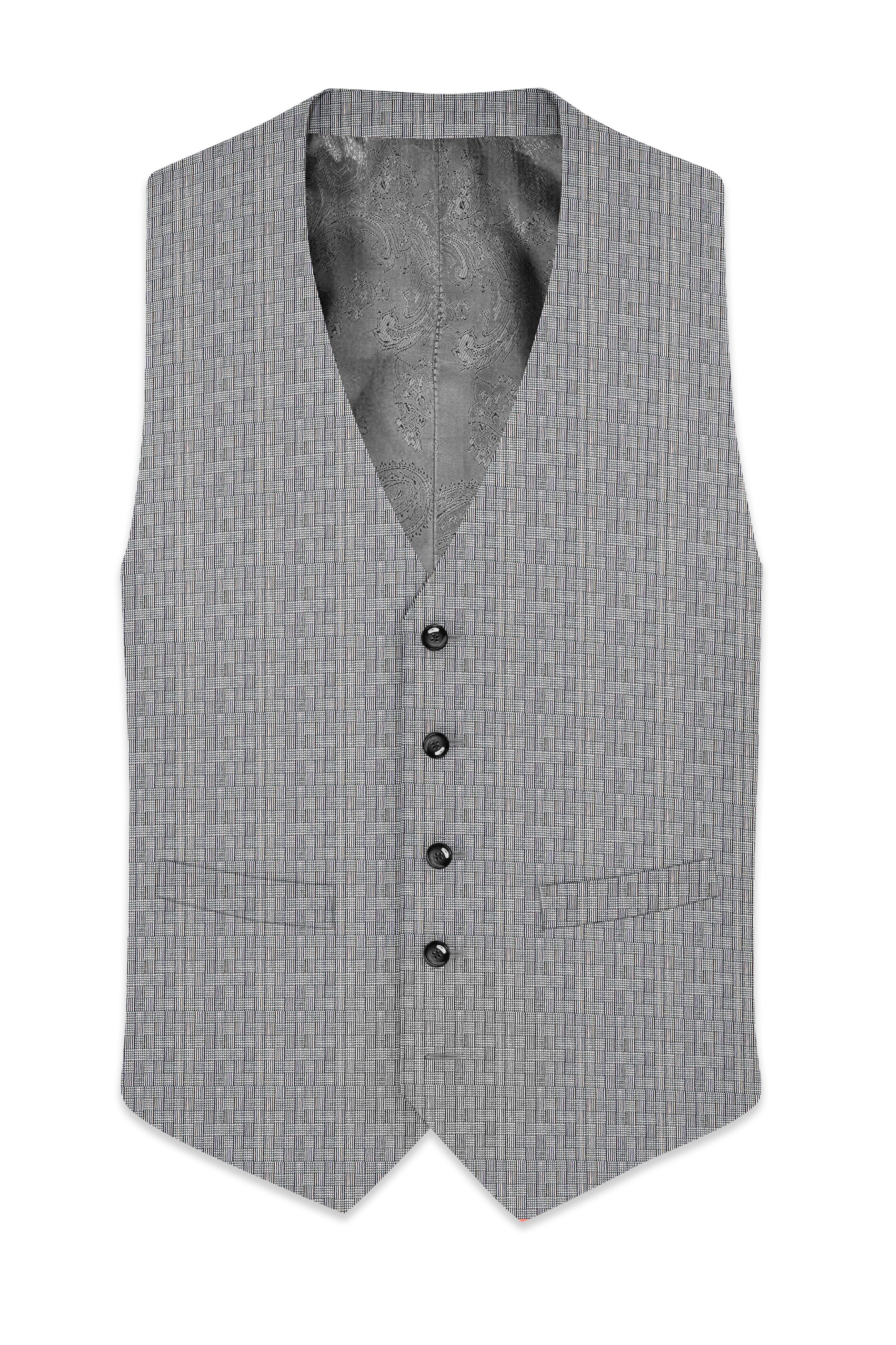 Mobster Gray Textured  Waistcoat