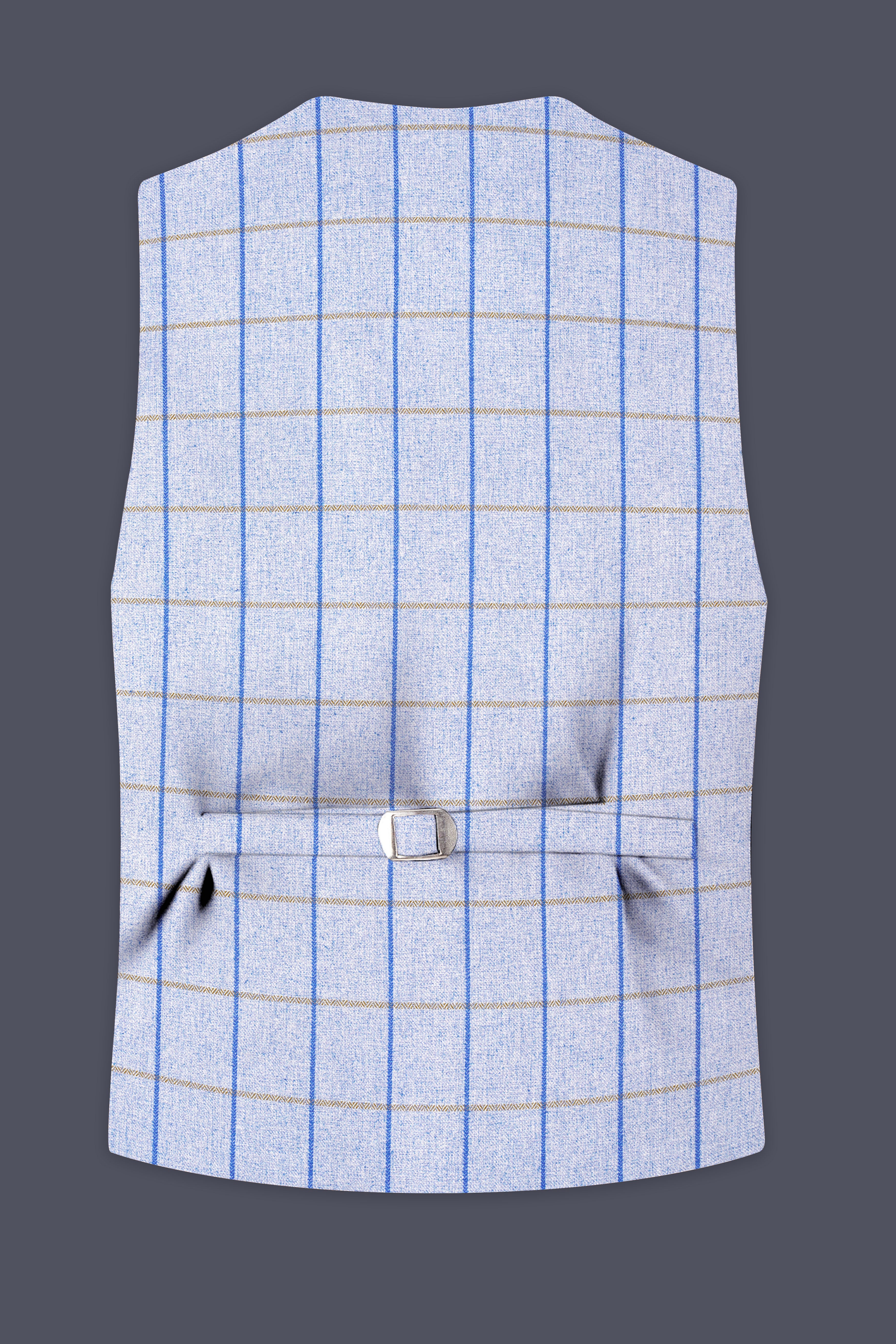 Mobster Blue Checkered Designer Waistcoat