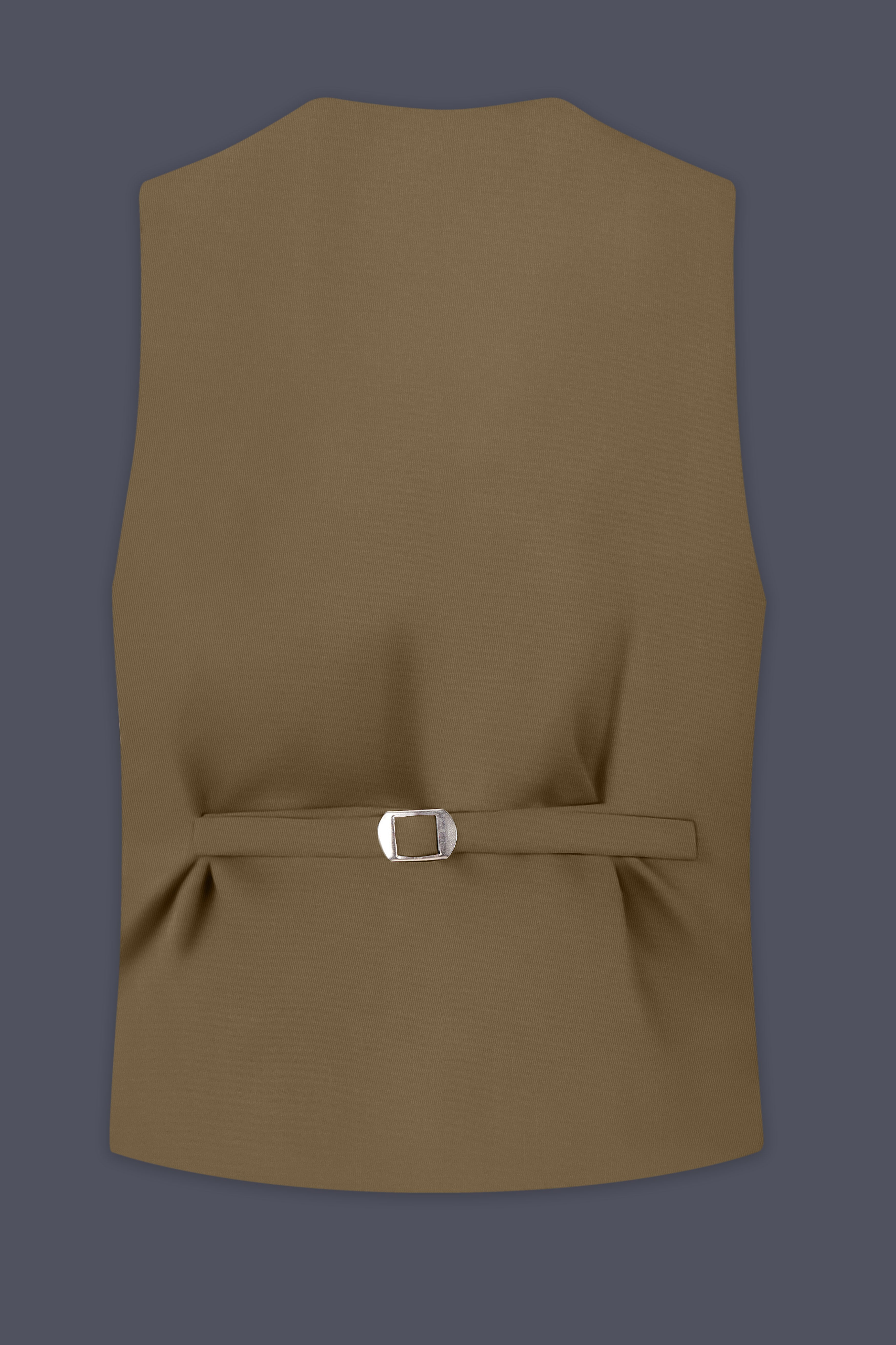 Khaki Brown Textured Waistcoat