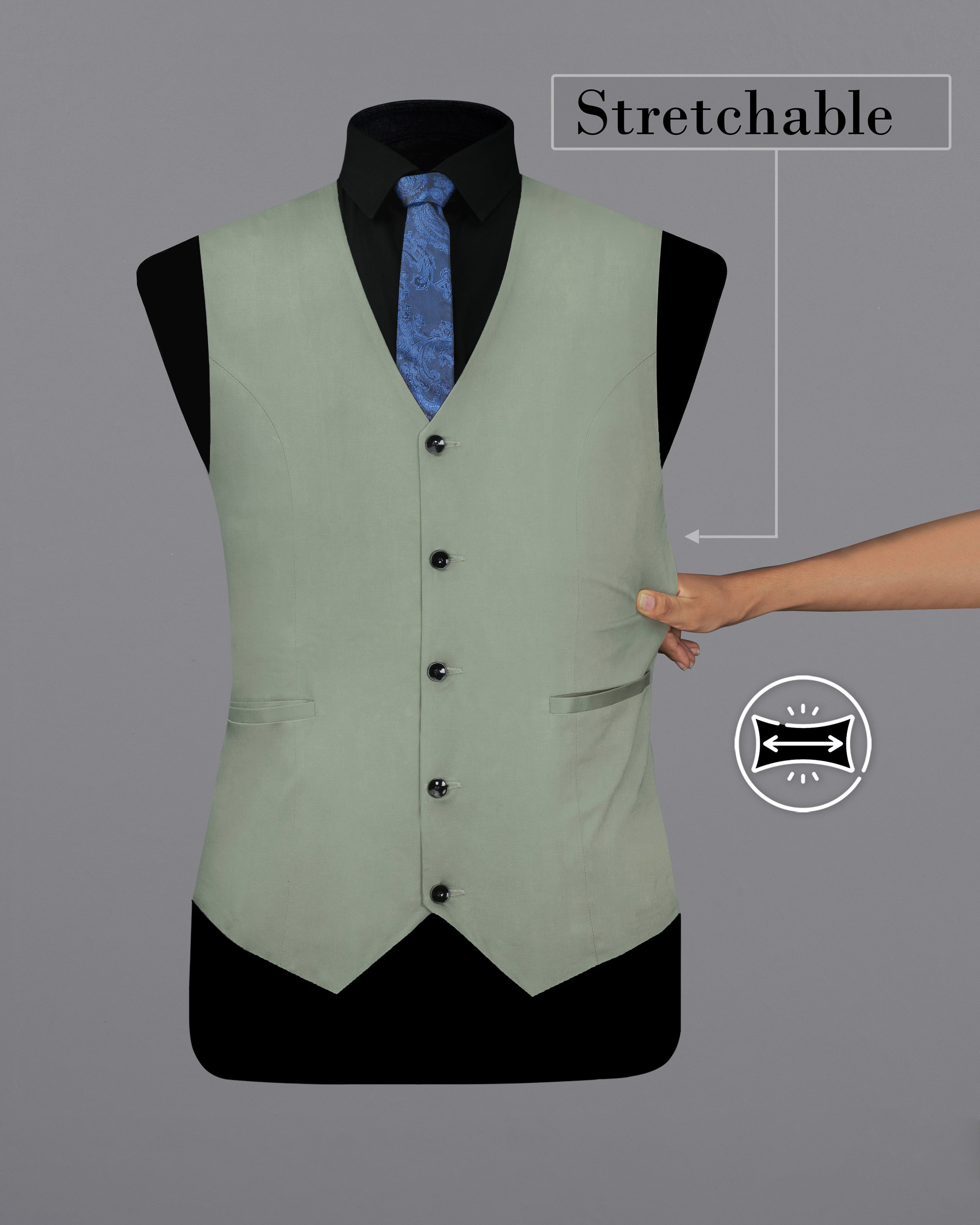 Granite Green Stretchable Premium Cotton traveler Waistcoat