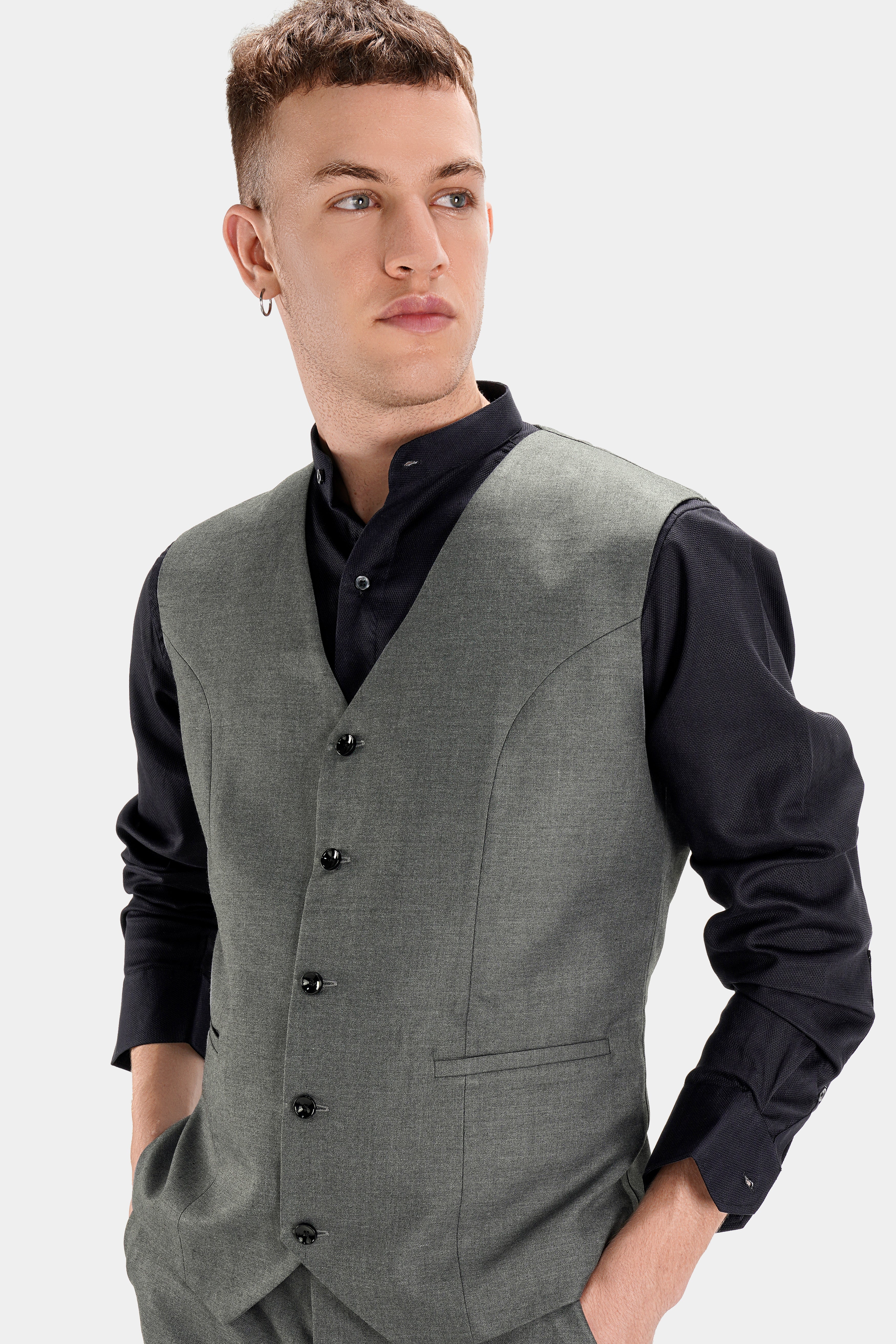Fuscous Gray Wool Rich Waistcoat V2742-36, V2742-38, V2742-40, V2742-42, V2742-44, V2742-46, V2742-48, V2742-50, V2742-52, V2742-54, V2742-56, V2742-58, V2742-60