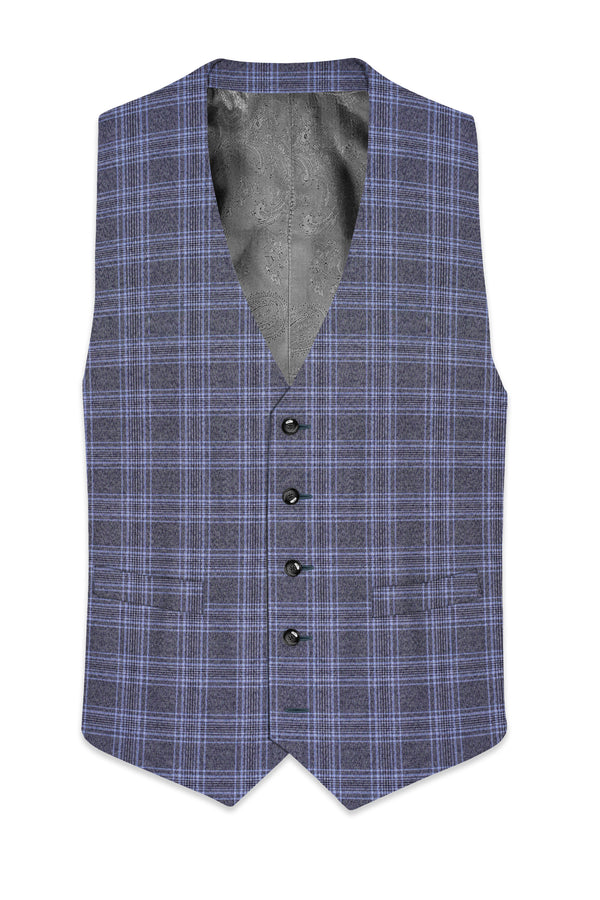 Ironside and Casper Gray Plaid Wool Rich Waistcoat