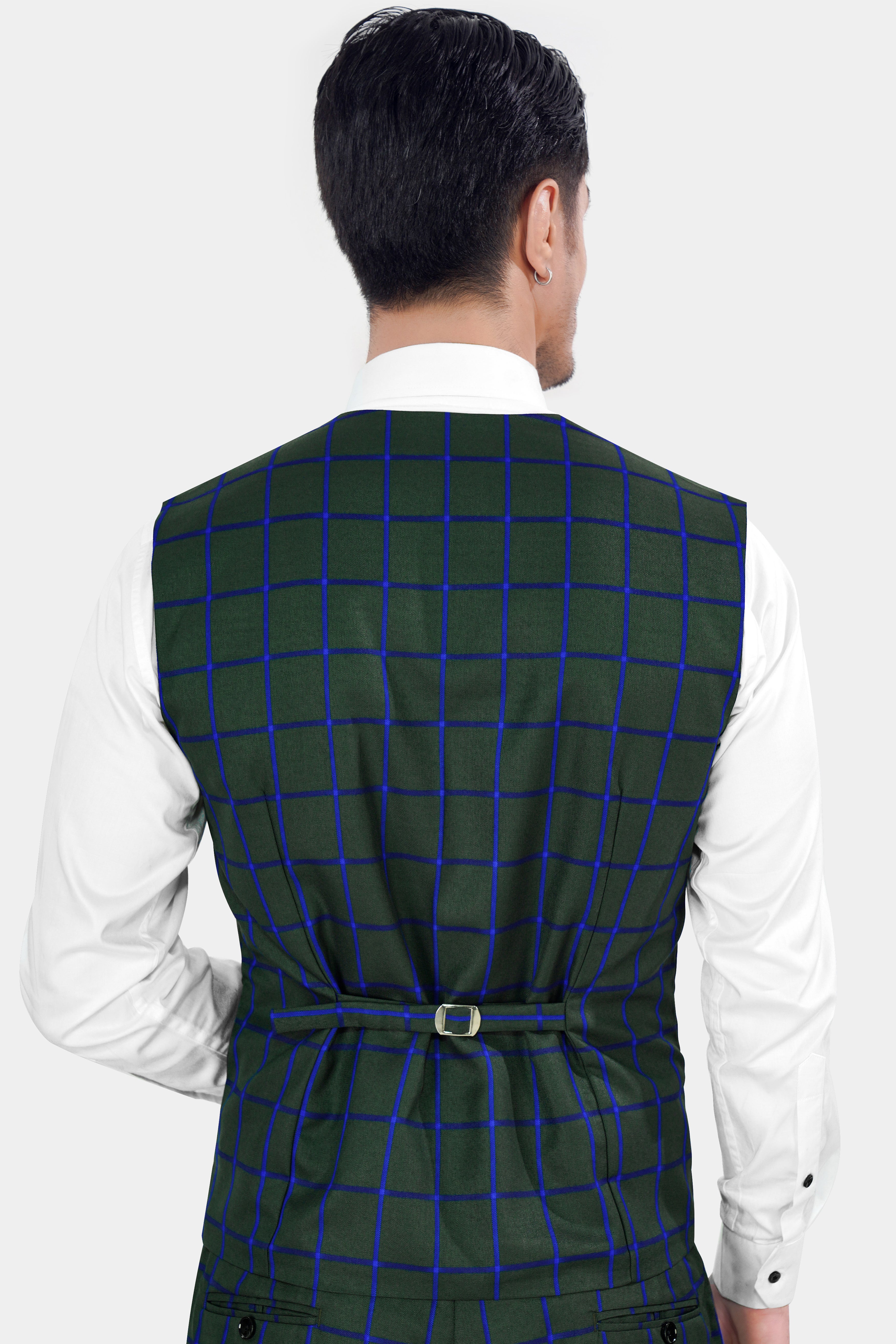Kombu Green Checkered Wool Rich Waistcoat V2839-36, V2839-38, V2839-40, V2839-42, V2839-44, V2839-46, V2839-48, V2839-50, V2839-52, V2839-54, V2839-56, V2839-58, V2839-60