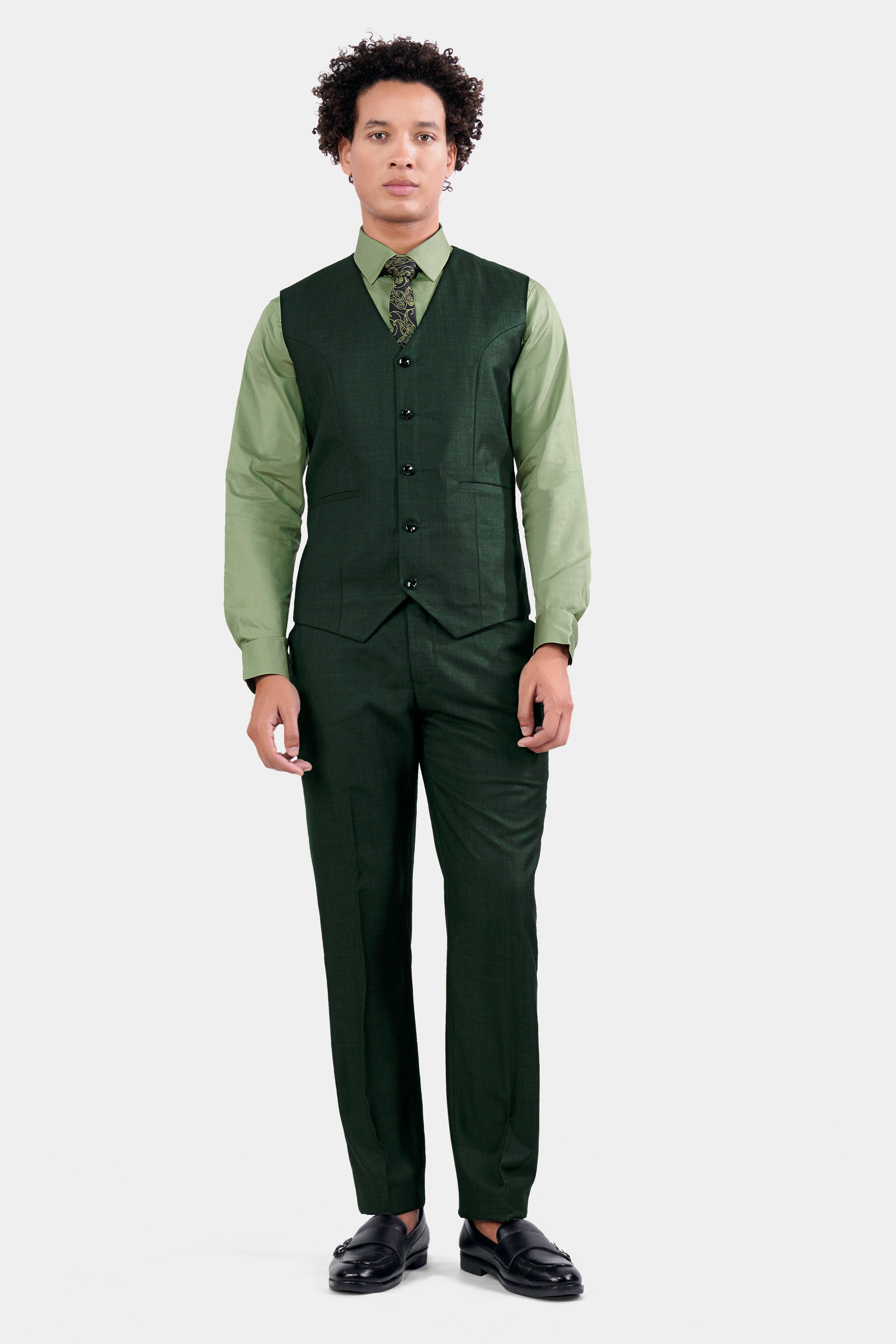 Gable Green Wool Rich Waistcoat V2901-36, V2901-38, V2901-40, V2901-42, V2901-44, V2901-46, V2901-48, V2901-50, V2901-01, V2901-54, V2901-56, V2901-58, V2901-60